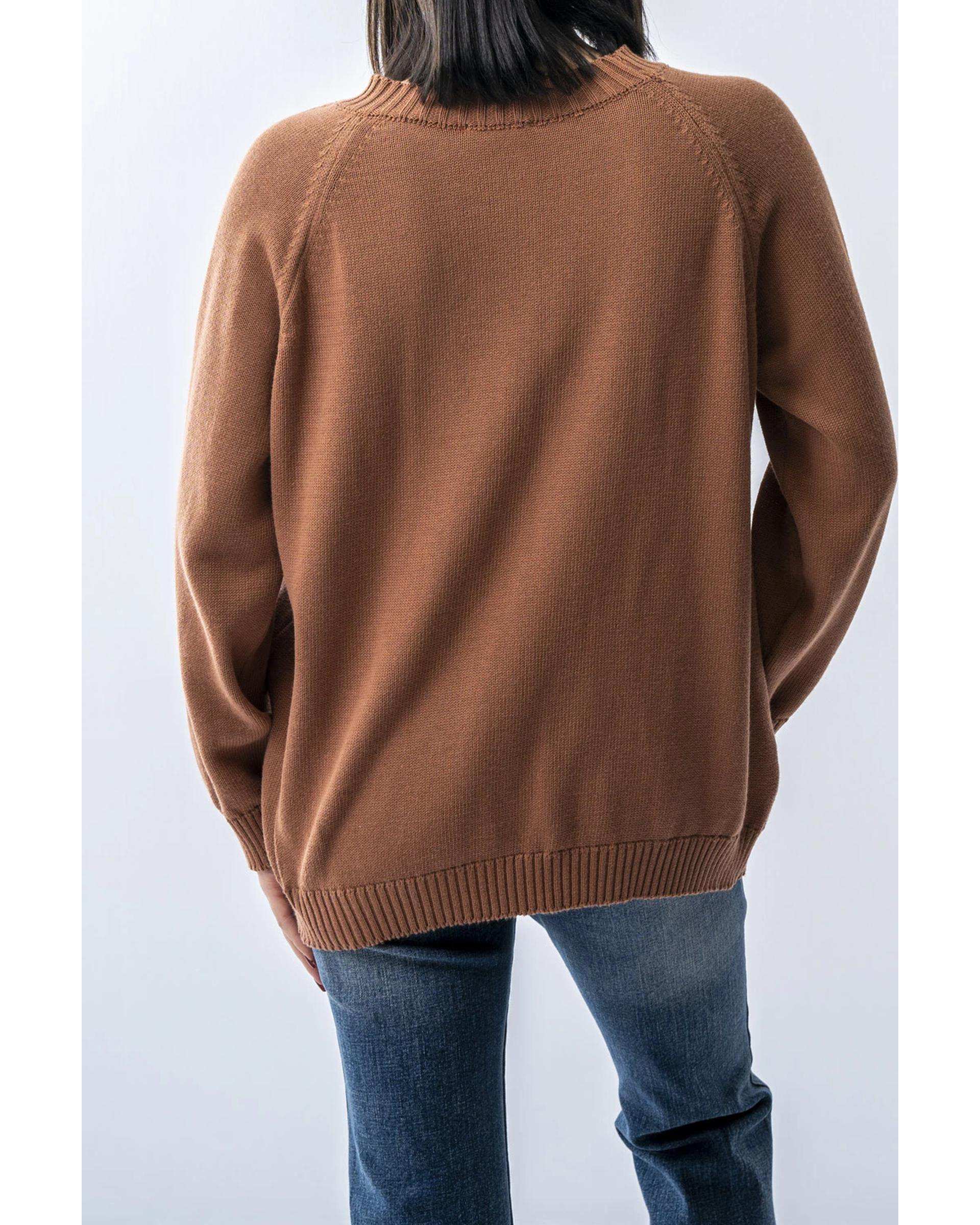 پلیور زنانه آستین بلند یقه گرد قهوه ای آر ان اس RNS کد 11232506