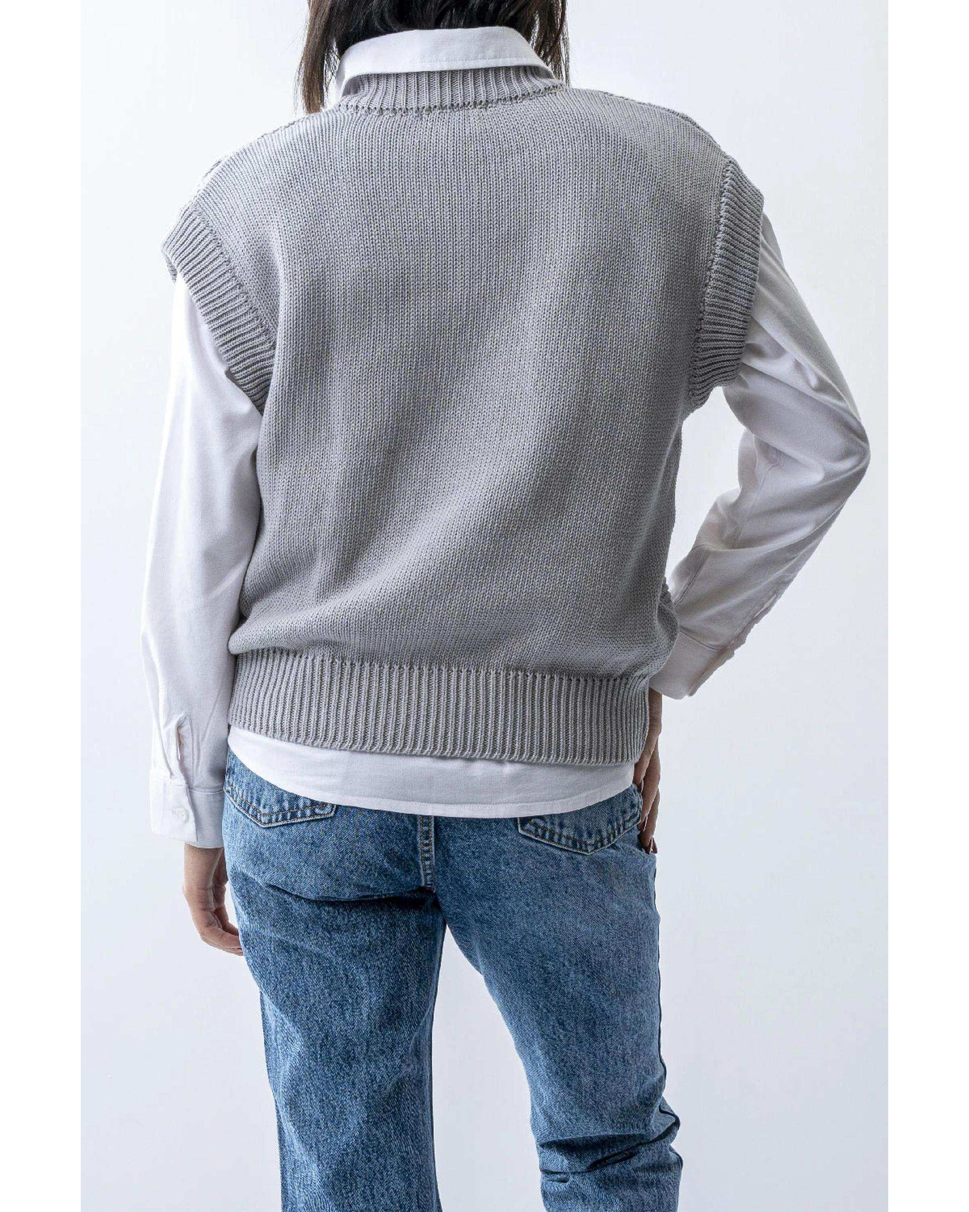 ژیله زنانه بافت یقه هفت طوسی آر ان اس RNS کد 11252562