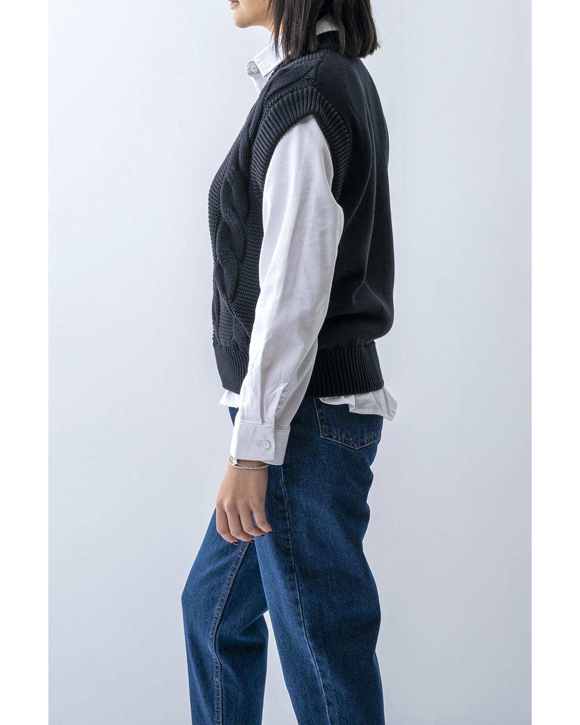 ژیله زنانه بافت یقه هفت مشکی آر ان اس RNS کد 11252562