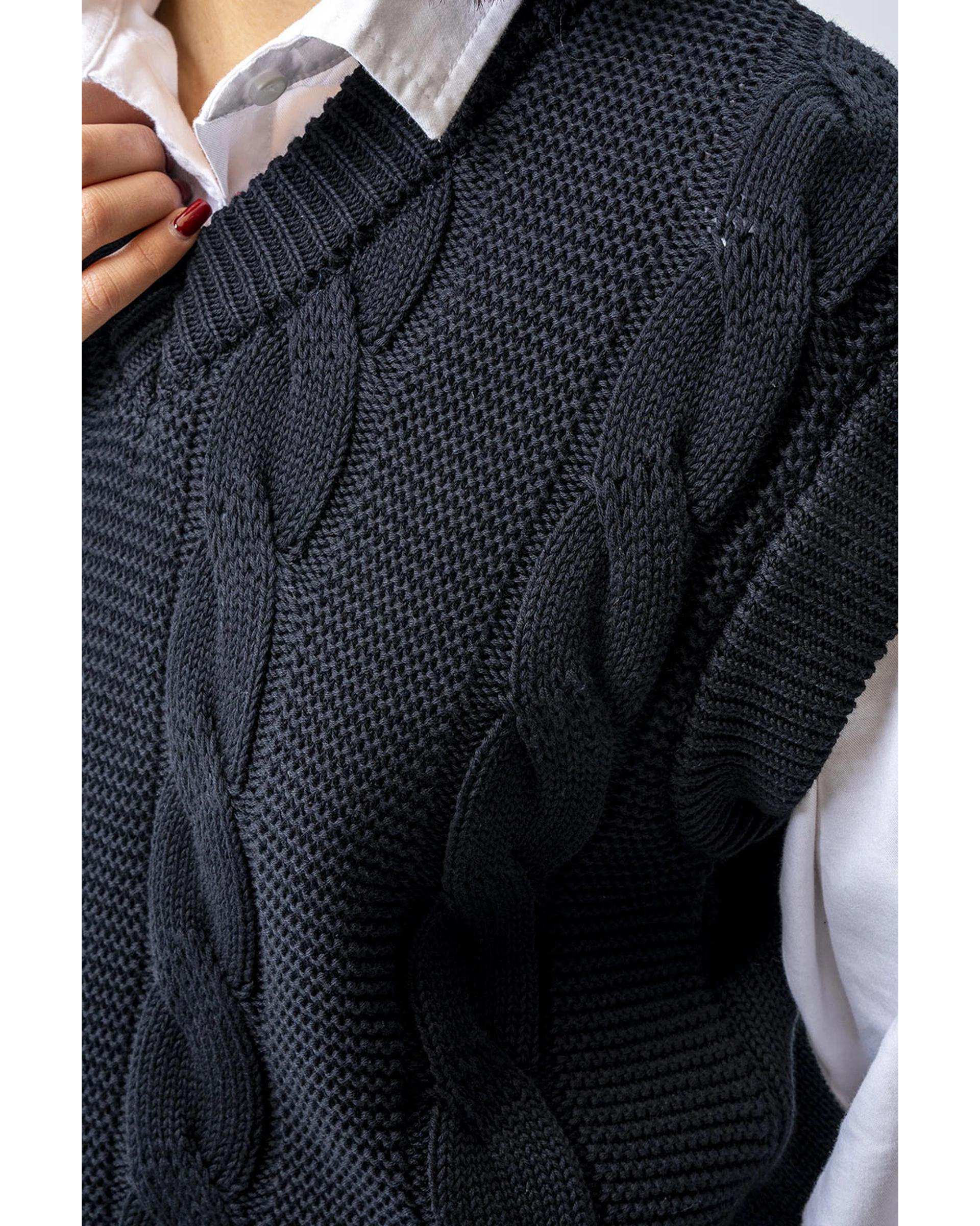 ژیله زنانه بافت یقه هفت مشکی آر ان اس RNS کد 11252562