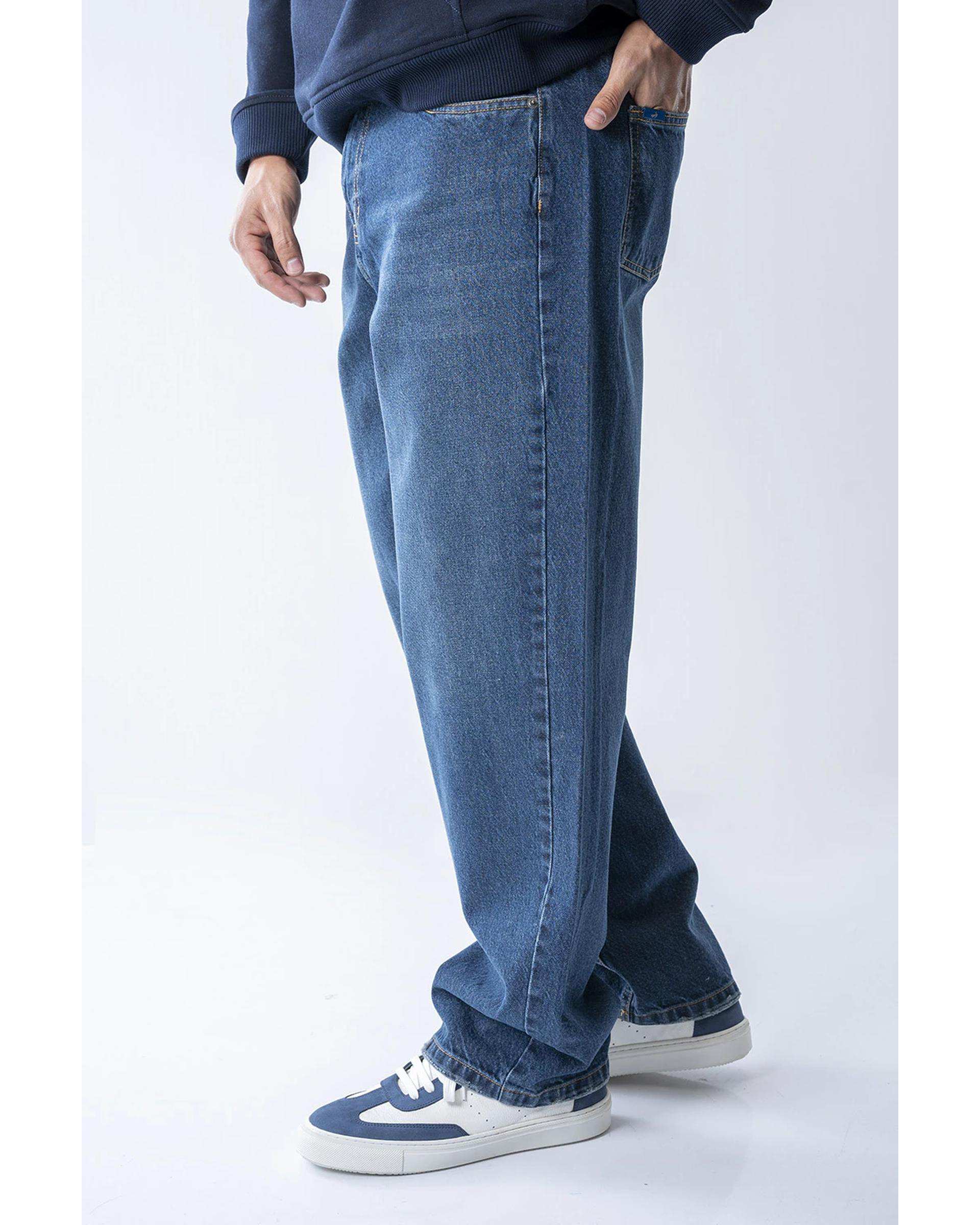 شلوار جین مردانه نیم بگ آبی جین آر ان اس RNS کد 12042545