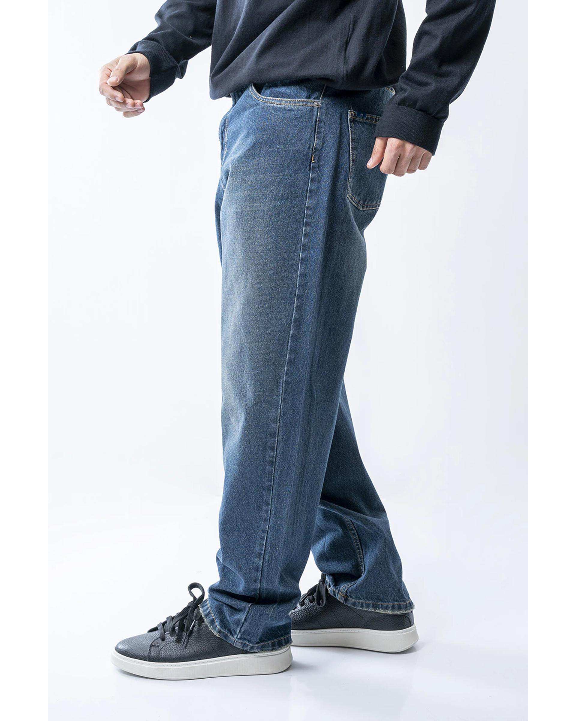 شلوار جین مردانه نیم بگ آبی تیره آر ان اس RNS کد 12042545