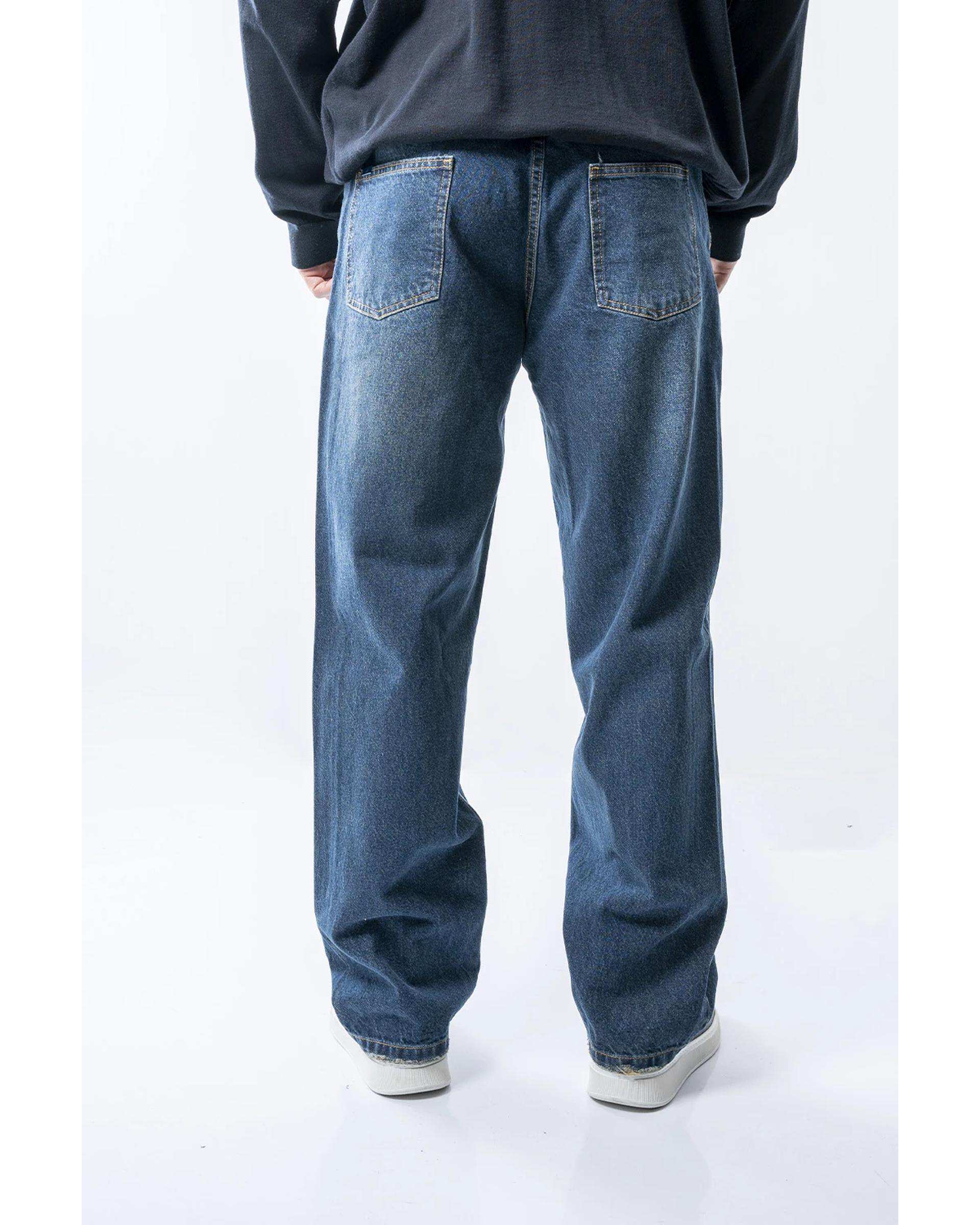 شلوار جین مردانه نیم بگ آبی تیره آر ان اس RNS کد 12042545
