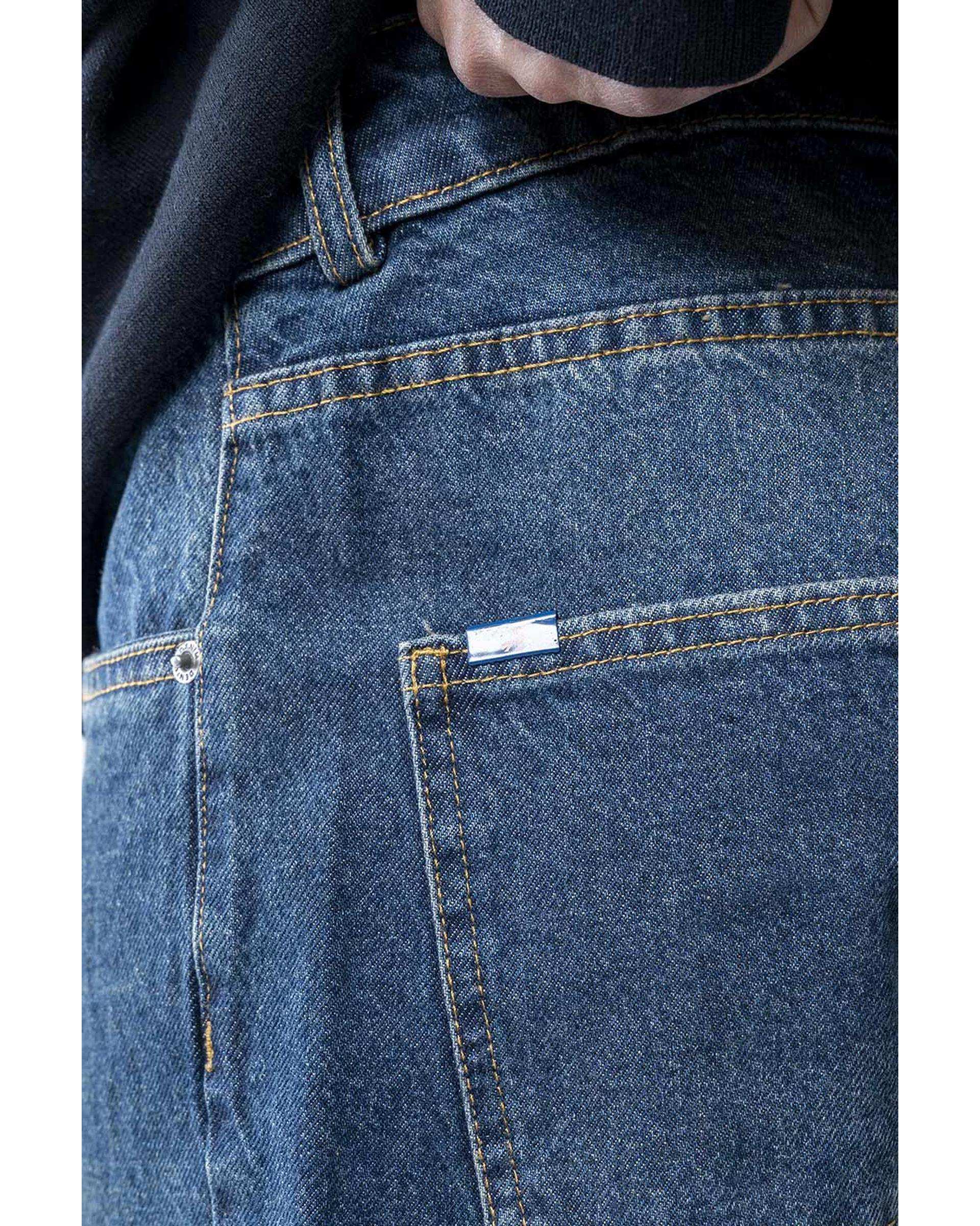 شلوار جین مردانه نیم بگ آبی تیره آر ان اس RNS کد 12042545