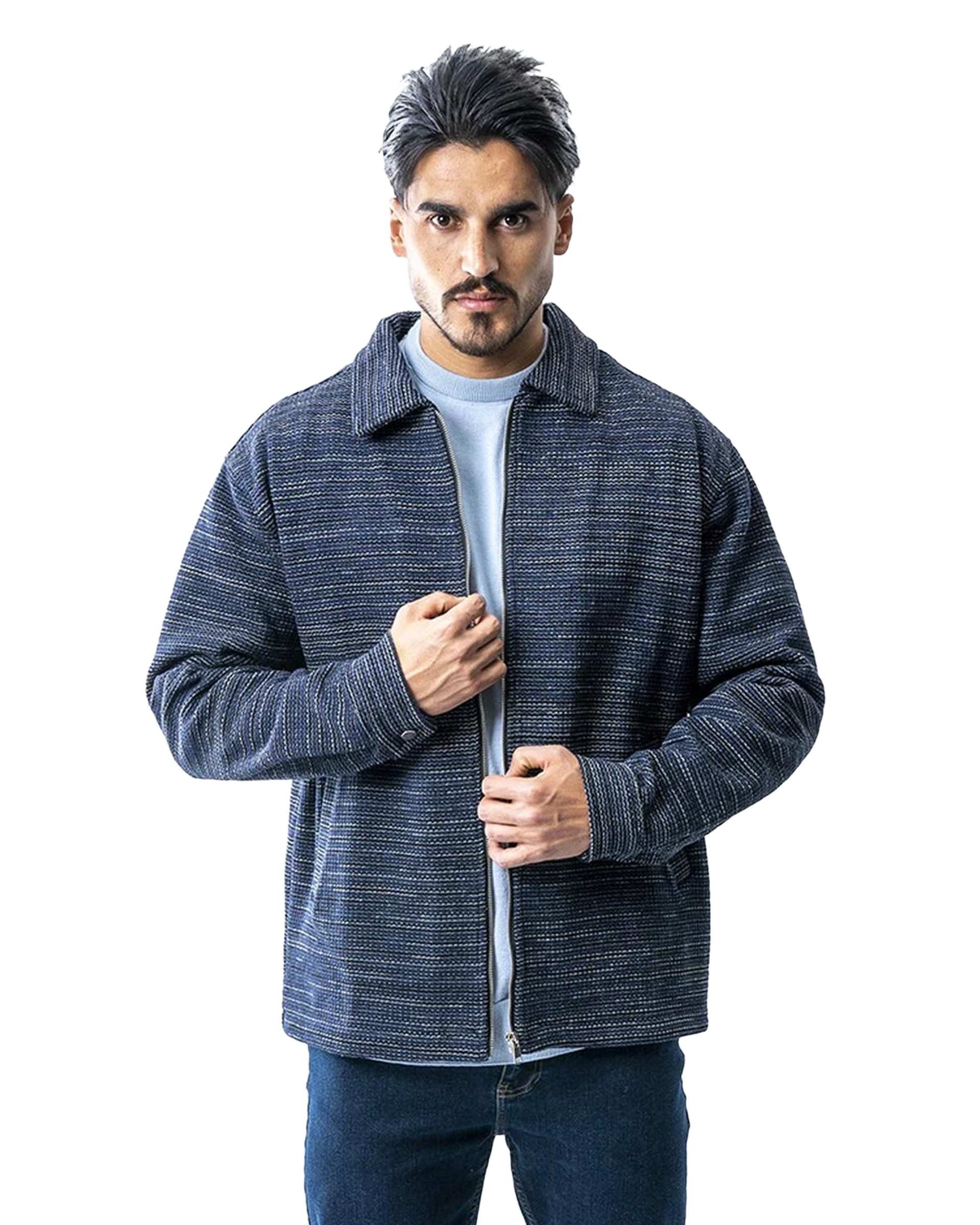 کت ژاکارد مردانه سرمه ای آر ان اس RNS کد 12122615