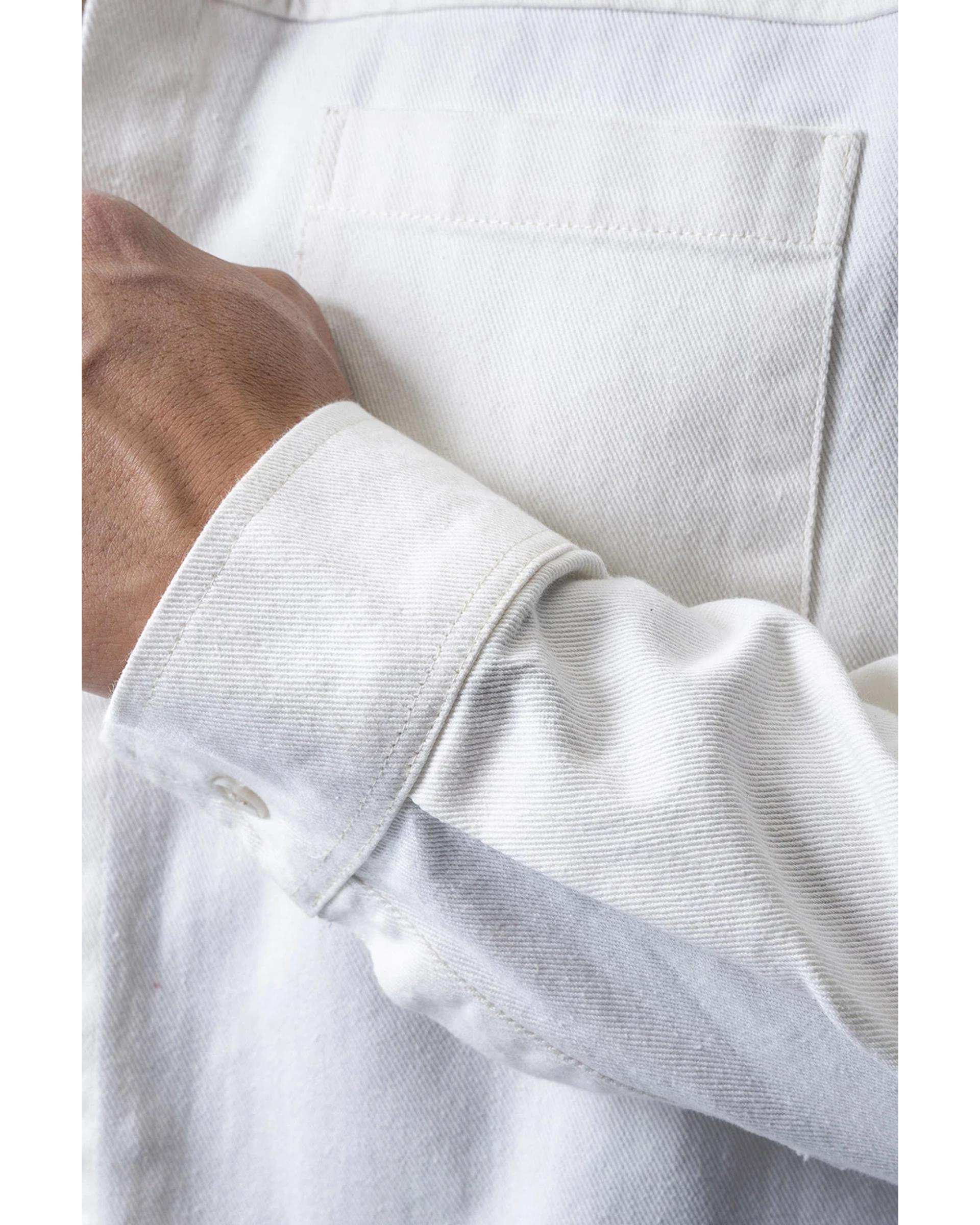 پیراهن کتان مردانه باکسی آستین بلند سفید آر ان اس RNS کد 12202579