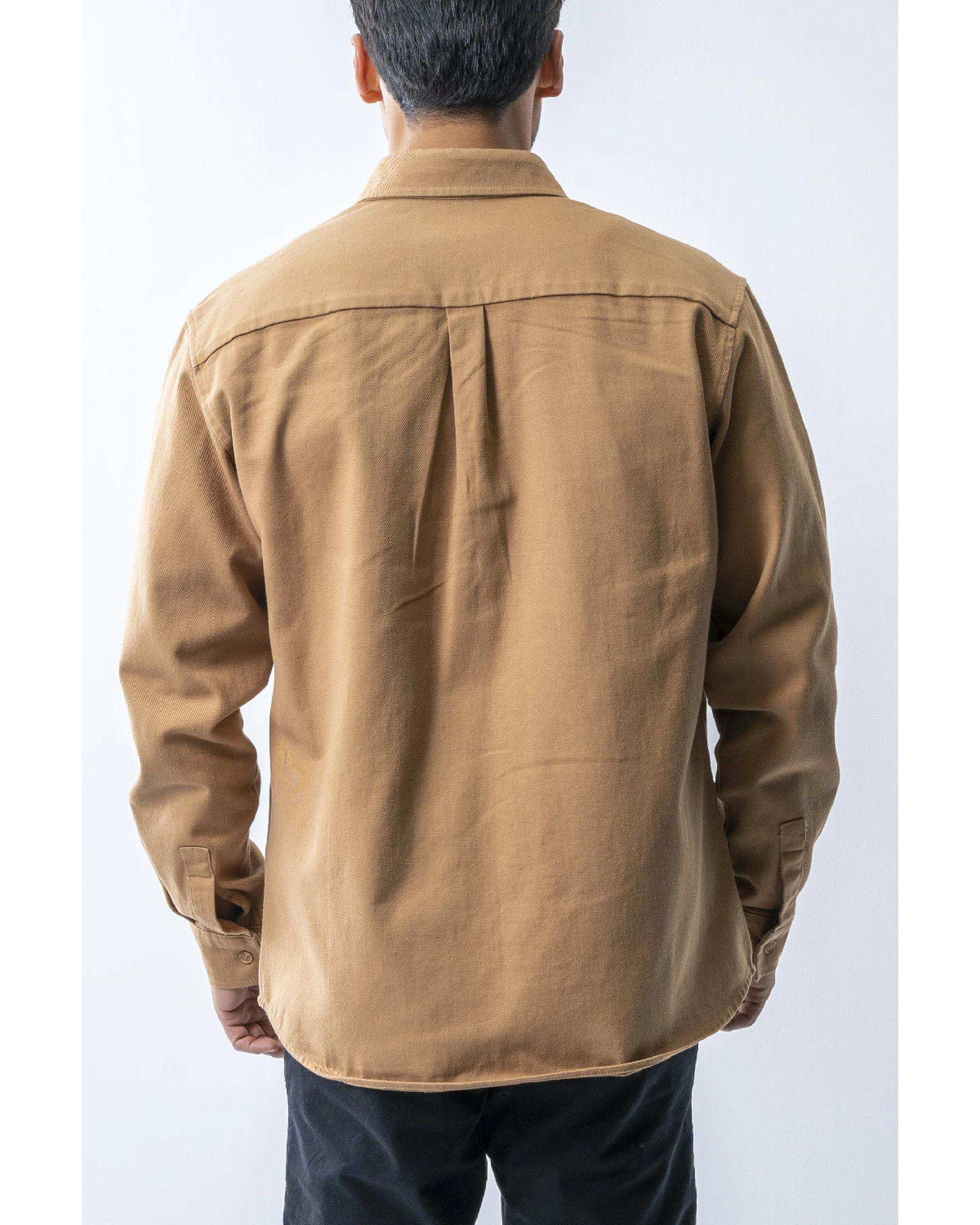 پیراهن کتان مردانه باکسی آستین بلند شتری آر ان اس RNS کد 12202579