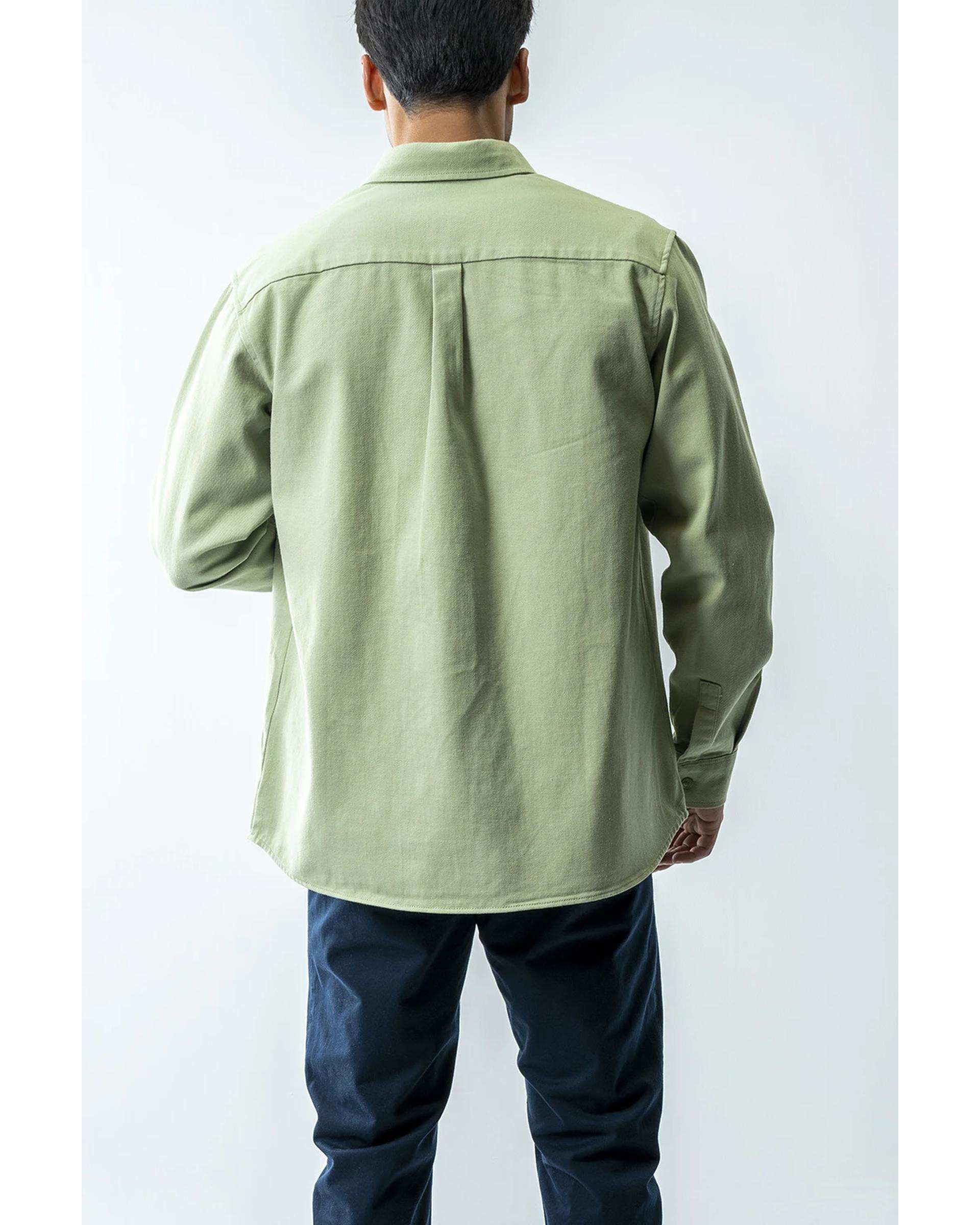 پیراهن کتان مردانه باکسی آستین بلند سبز روشن آر ان اس RNS کد 12202579