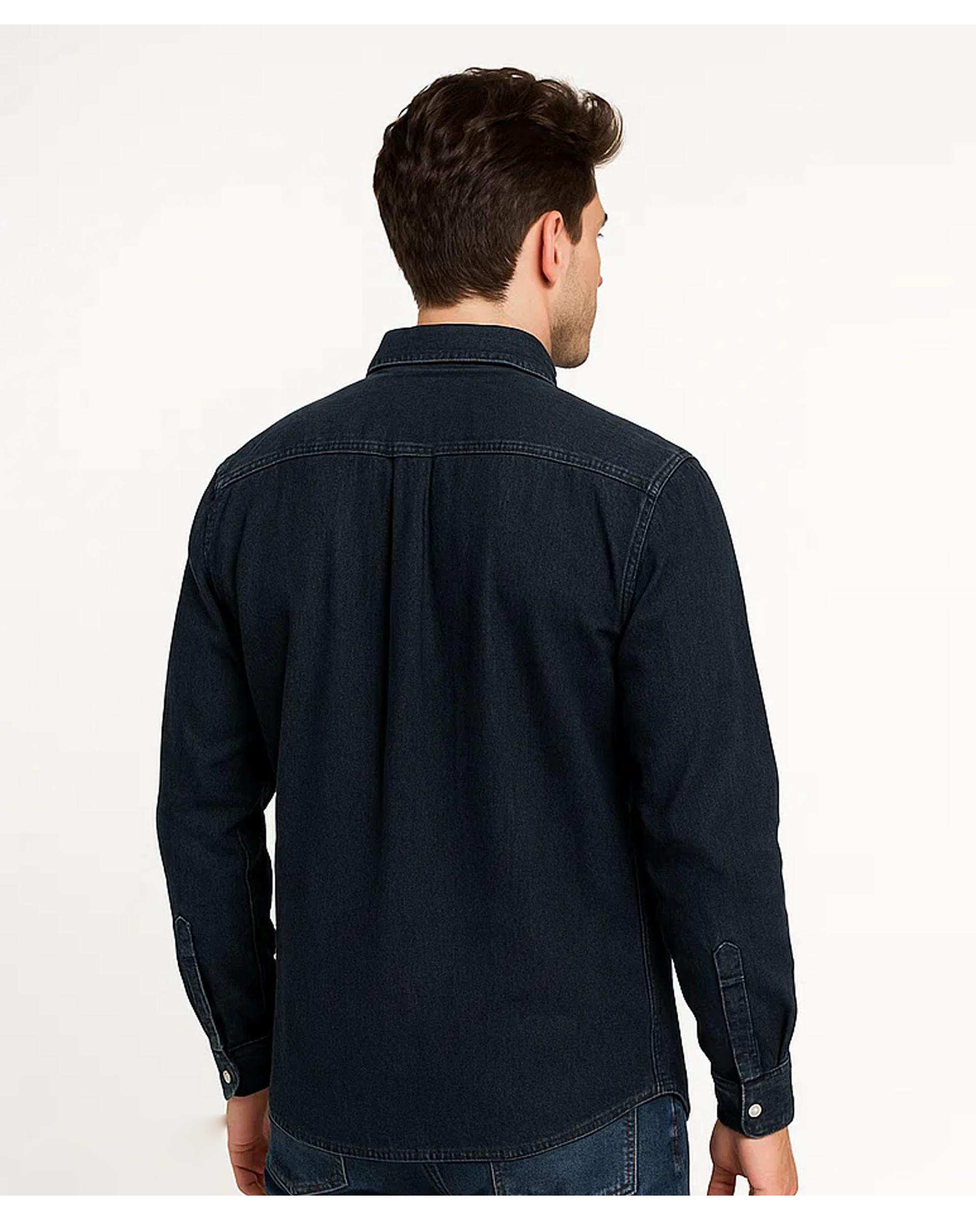 پیراهن جین مردانه آستین بلند سرمه ای آر ان اس RNS کد 12202580