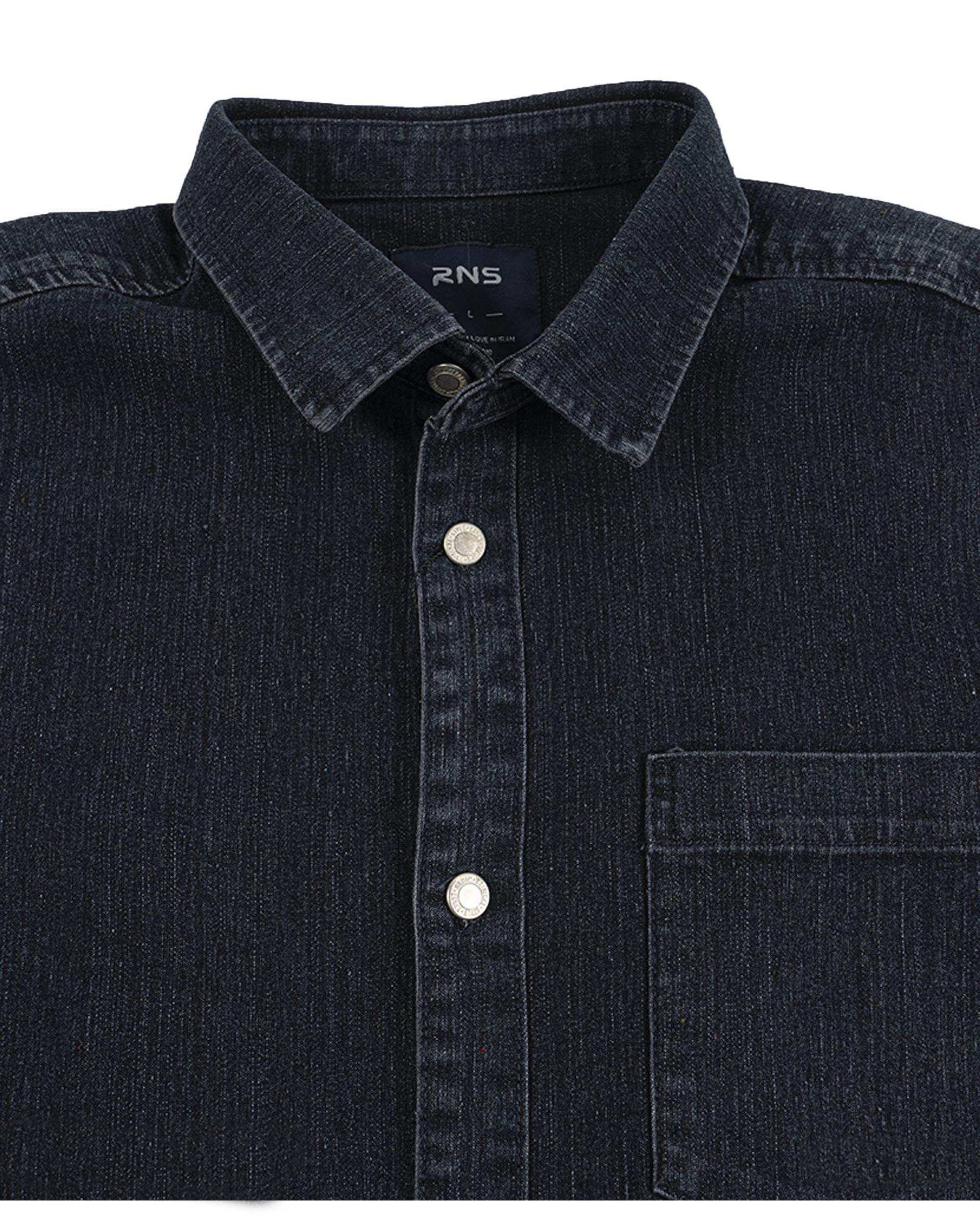 پیراهن جین مردانه آستین بلند سرمه ای آر ان اس RNS کد 12202580