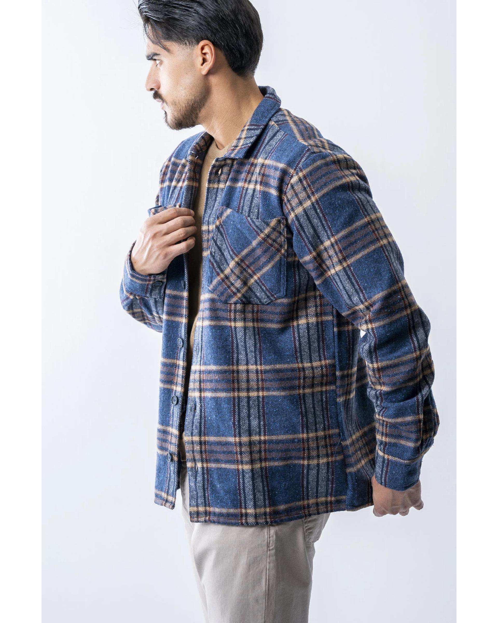 پیراهن پشمی مردانه آستین بلند آبی تیره آر ان اس RNS کد 12202613