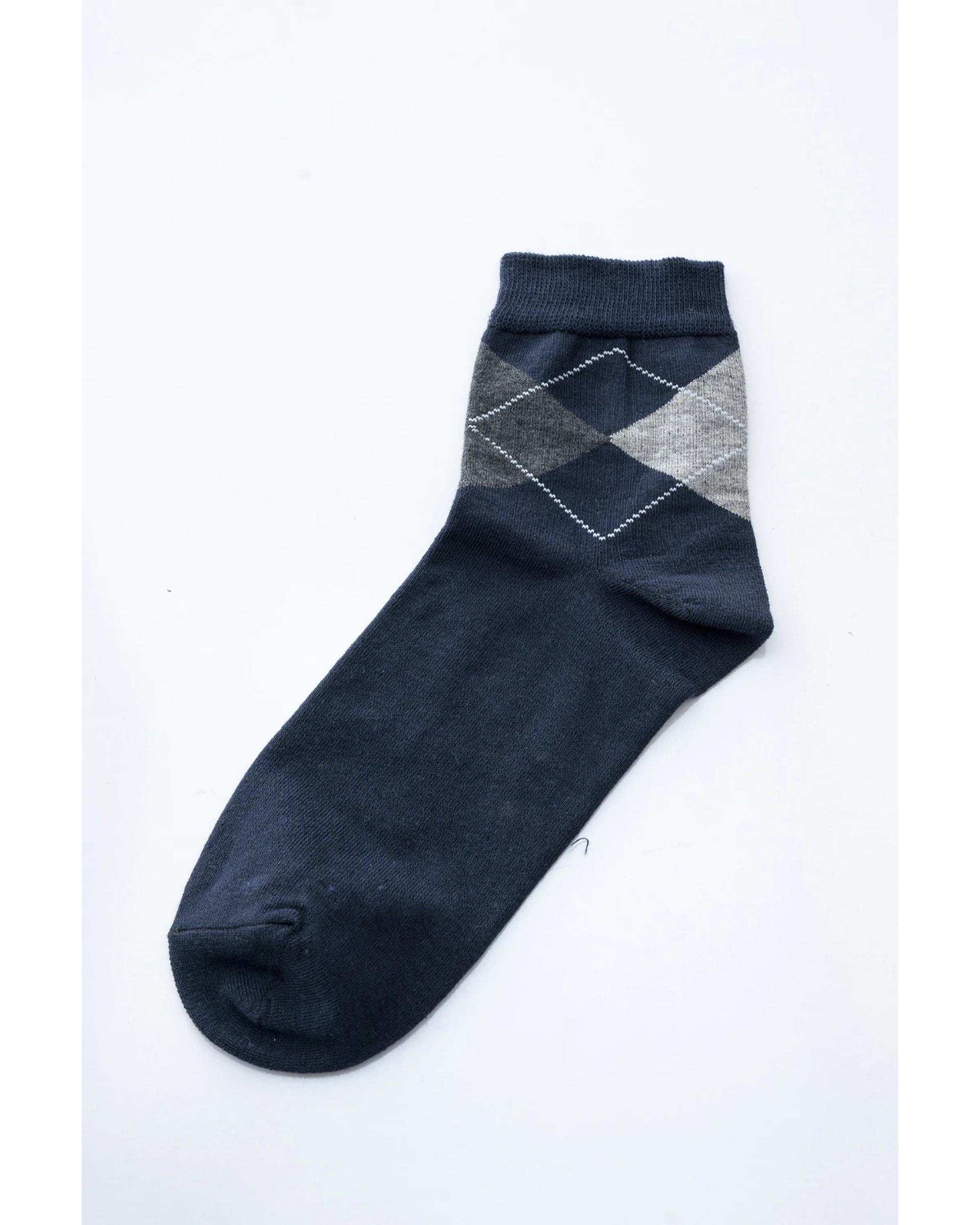 جوراب مردانه نیم ساق سرمه ای آر ان اس RNS طرح اسکاچ کد 12132496