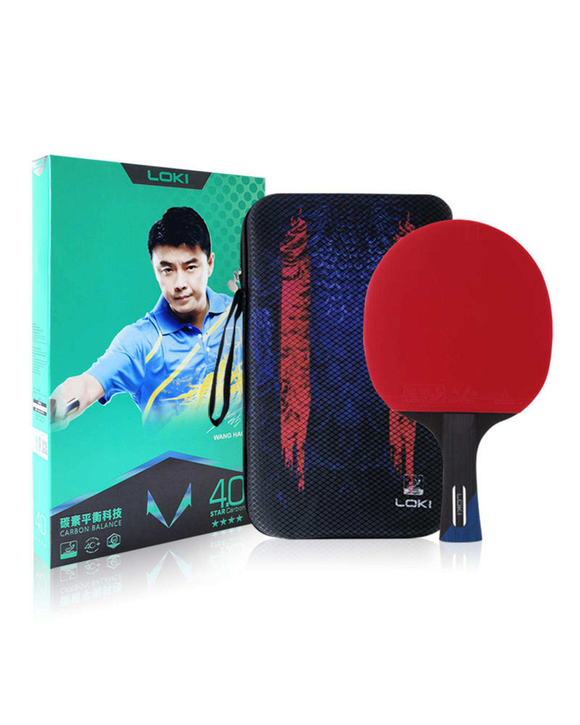 راکت پینگ پنگ مشکی قرمز لوکی مدل 4 ستاره کربنی کد 7
