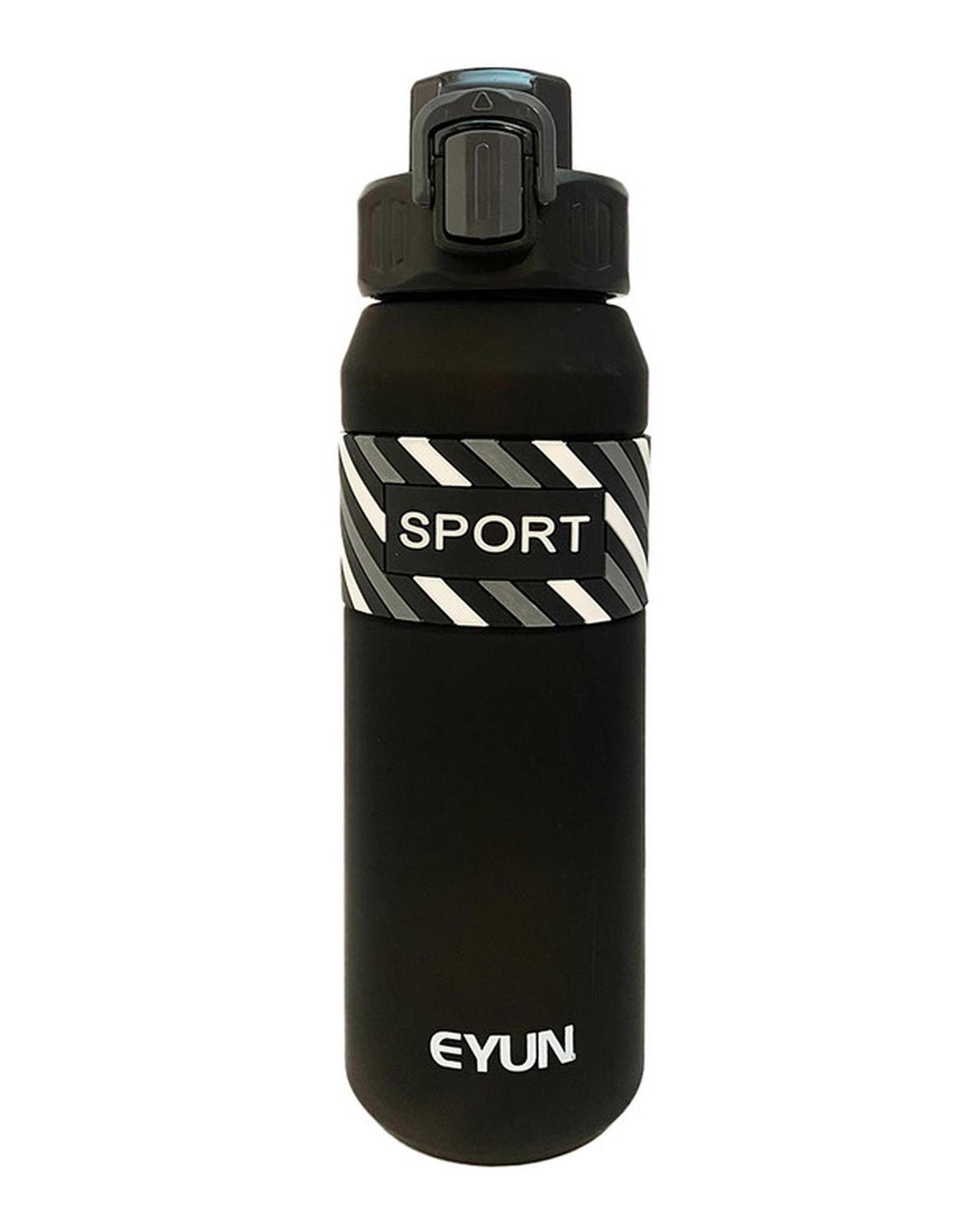 قمقمه ورزشی مشکی ایون مدل راه راه گنجایش 1 لیتر