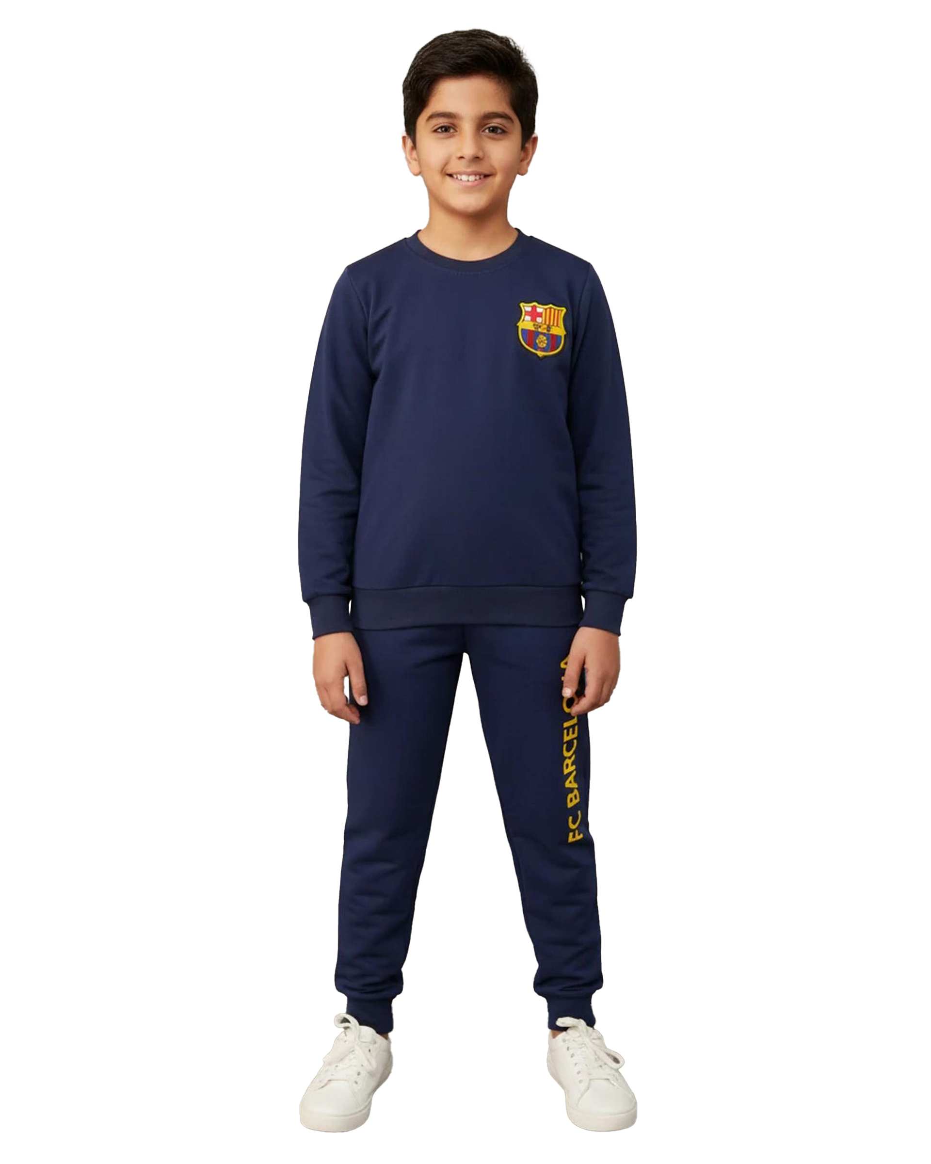 ست سویشرت دورس و شلوار اسلش پسرانه سرمه ای فیورلا Fiorella مدل بارسلونا