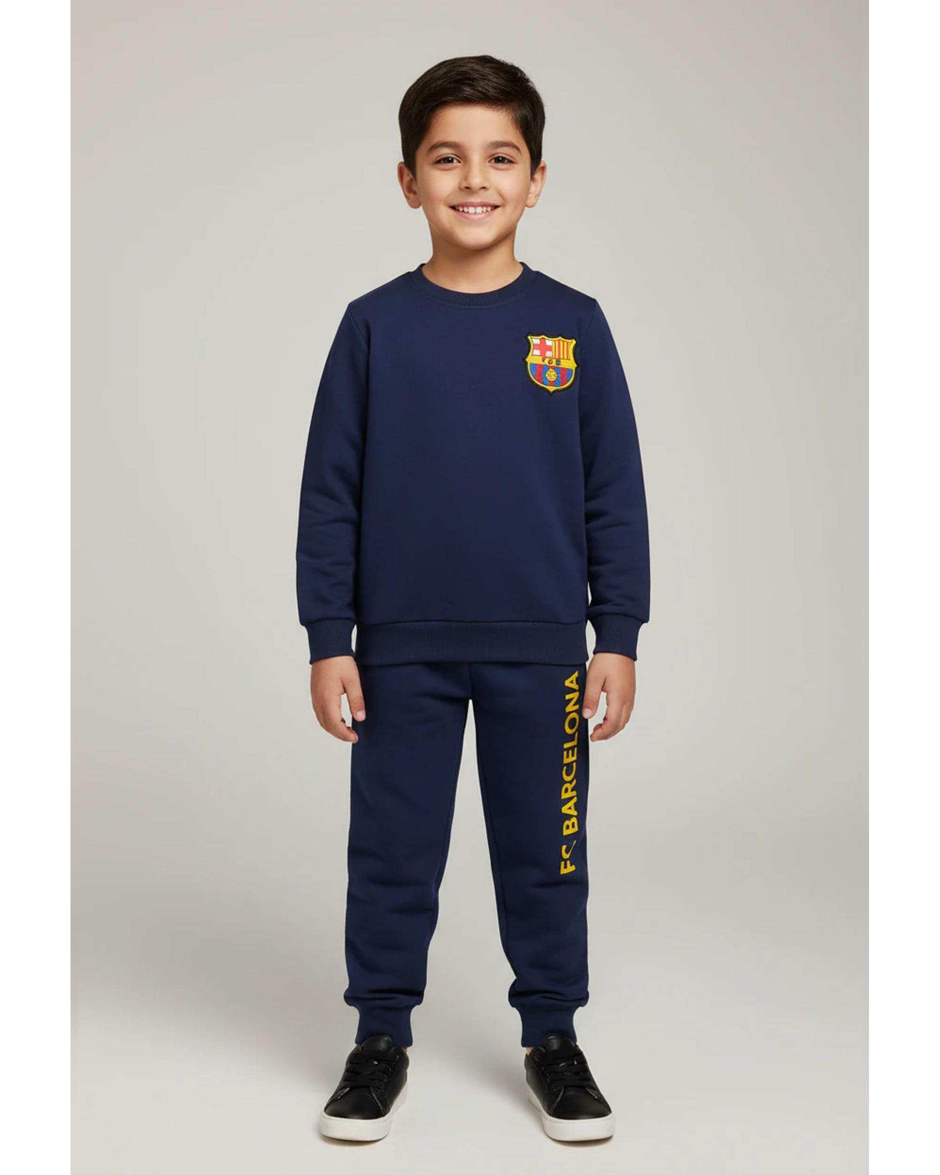 ست سویشرت دورس و شلوار اسلش پسرانه سرمه ای فیورلا Fiorella مدل بارسلونا