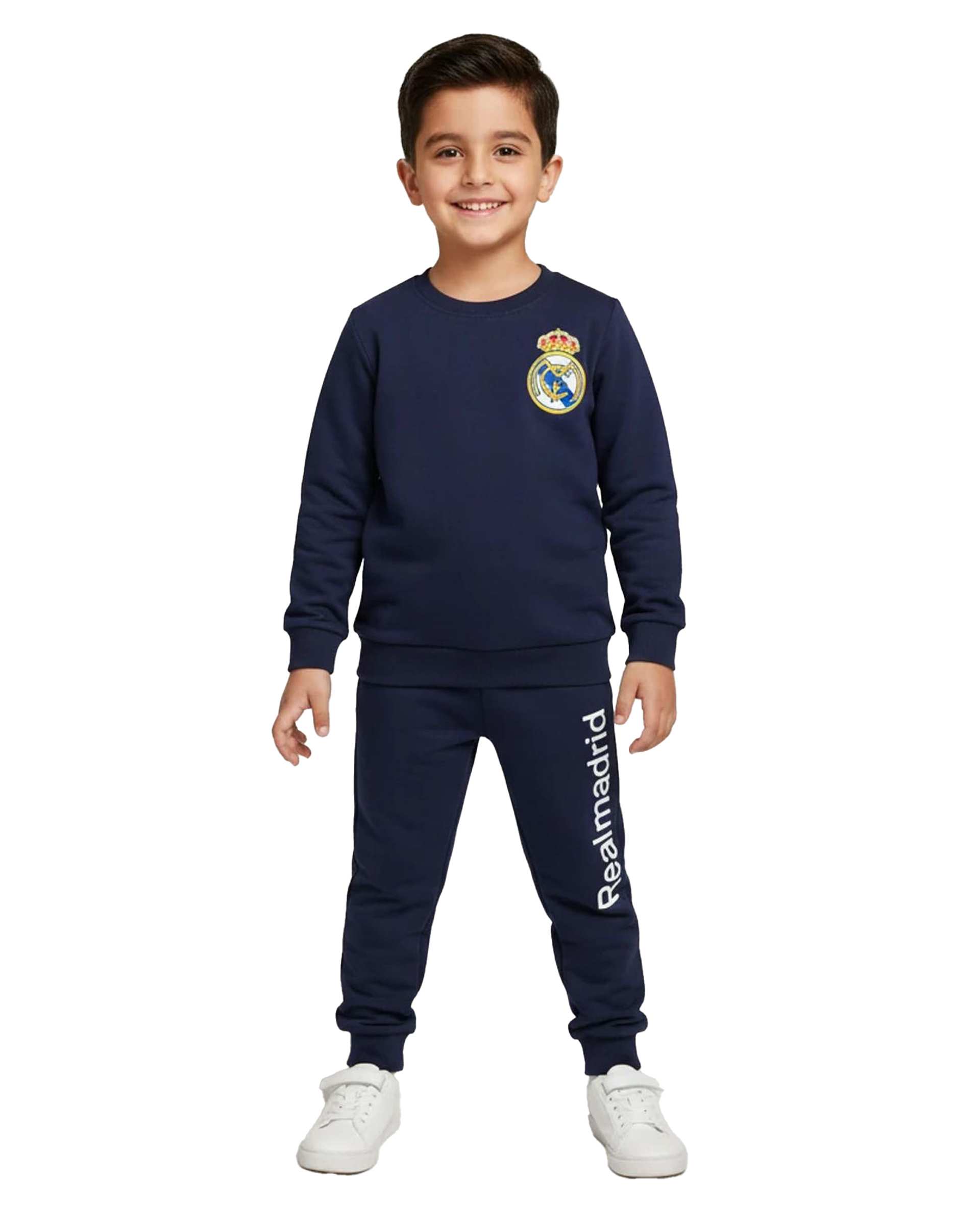 ست سویشرت دورس و شلوار اسلش پسرانه سرمه ای فیورلا Fiorella مدل رئال مادرید