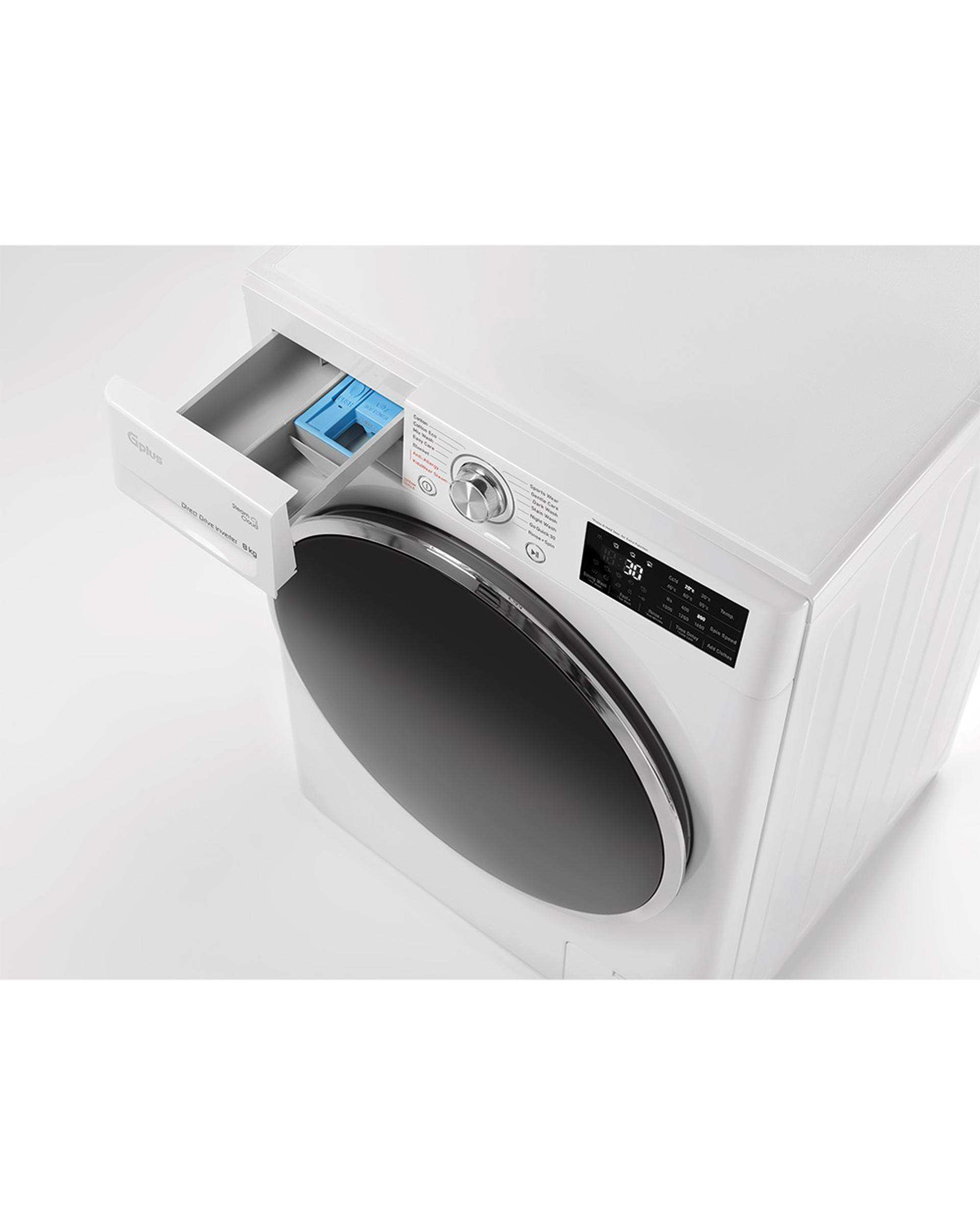 ماشین لباسشویی سفید جی پلاس Gplus مدل GWM-R88W.KTL ظرفیت 8 کیلوگرم