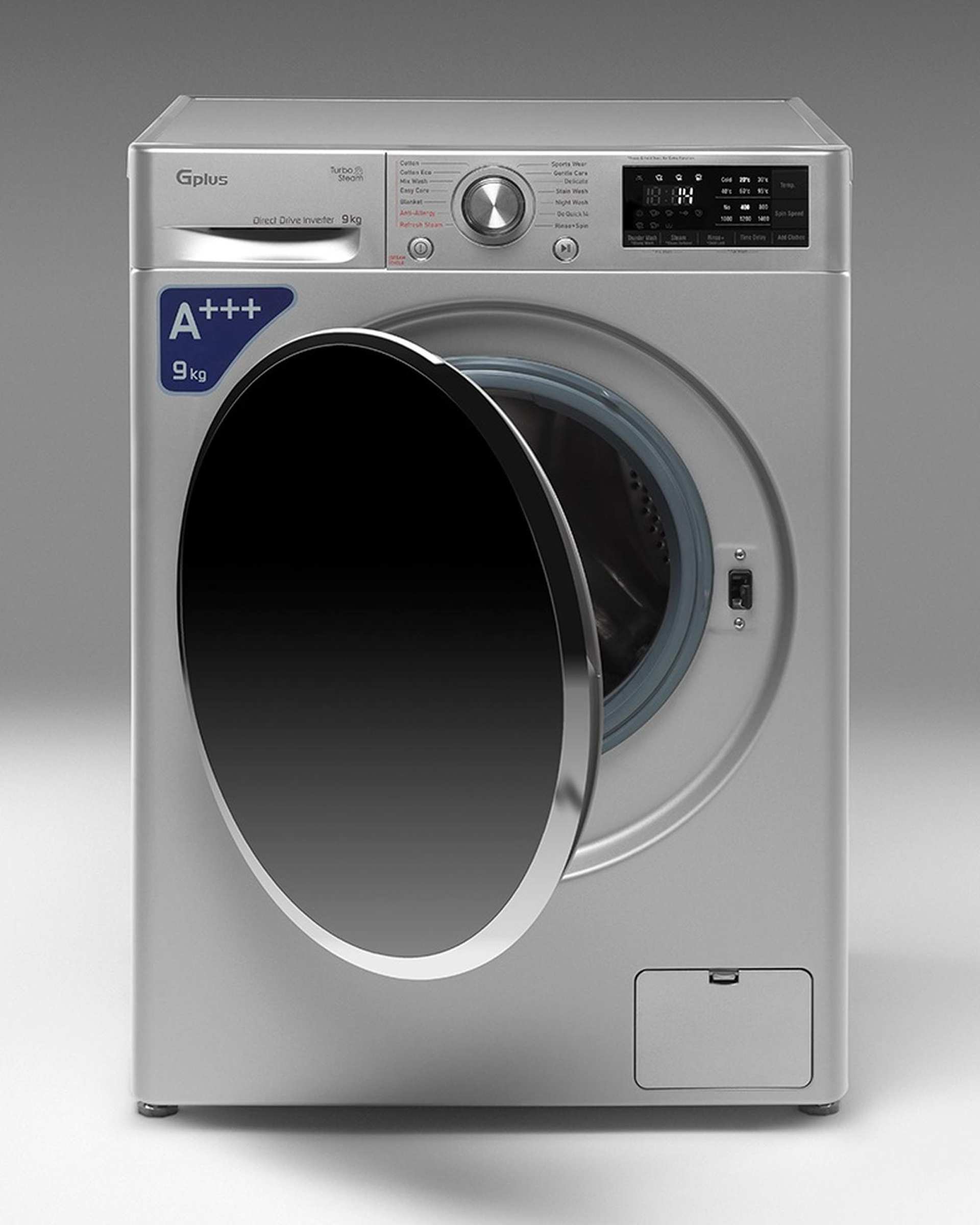 ماشین لباسشویی نقره ای جی پلاس Gplus مدل GWM-R99S.KTL ظرفیت 9 کیلوگرم
