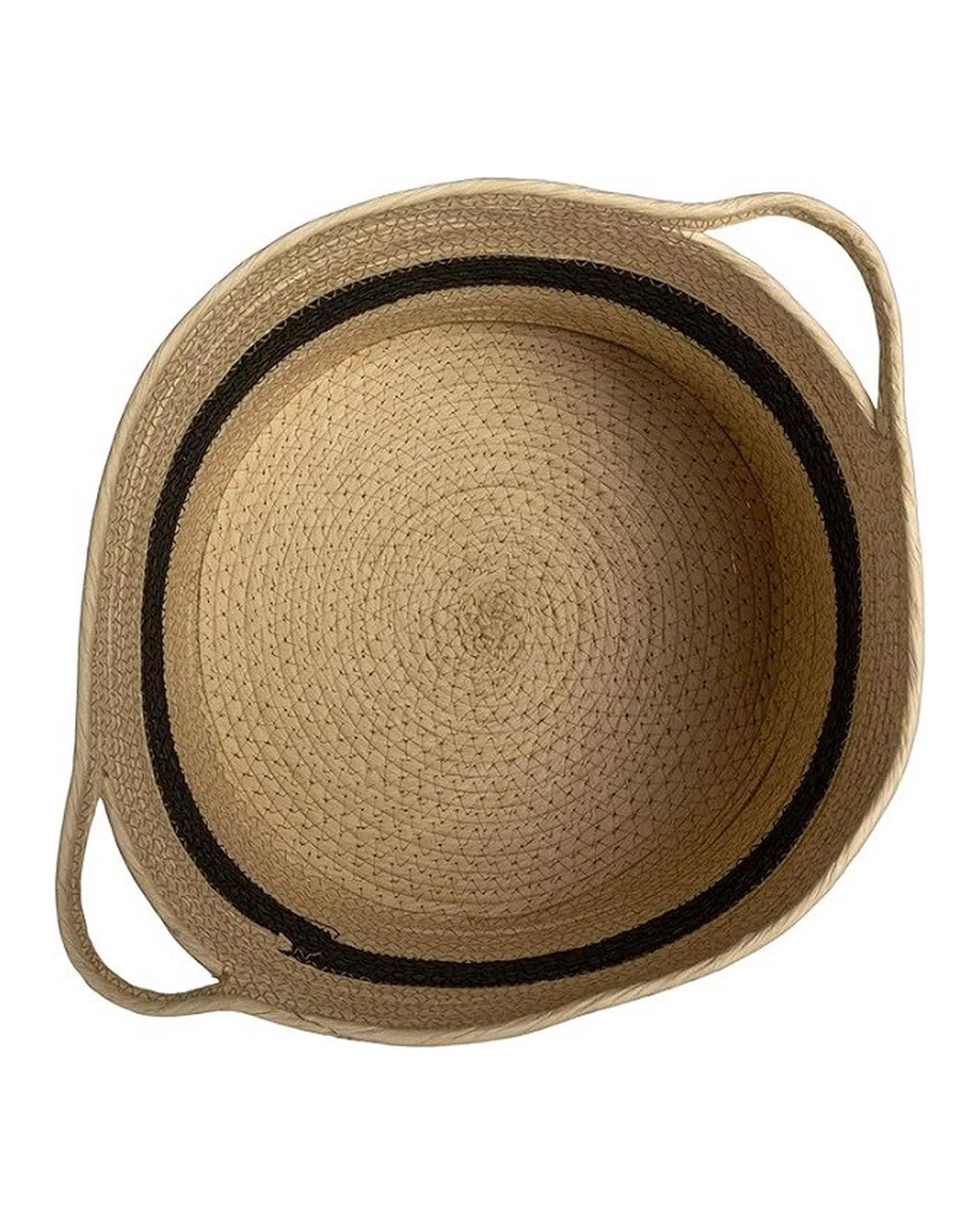 سطل حصیر بافی کرم تیره و مشکی مدل gh