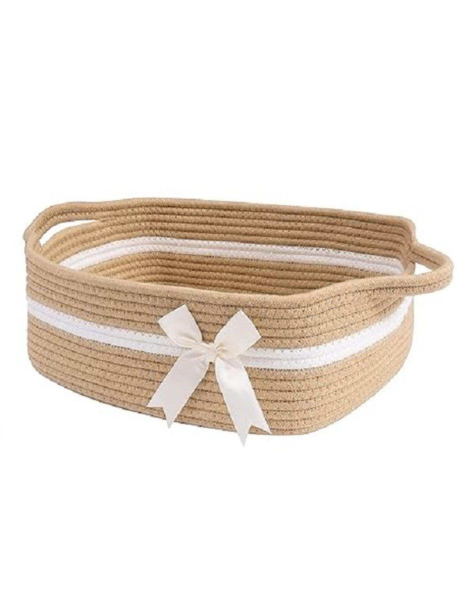 سبد کپو بافی کرم تیره مدل پاپیون