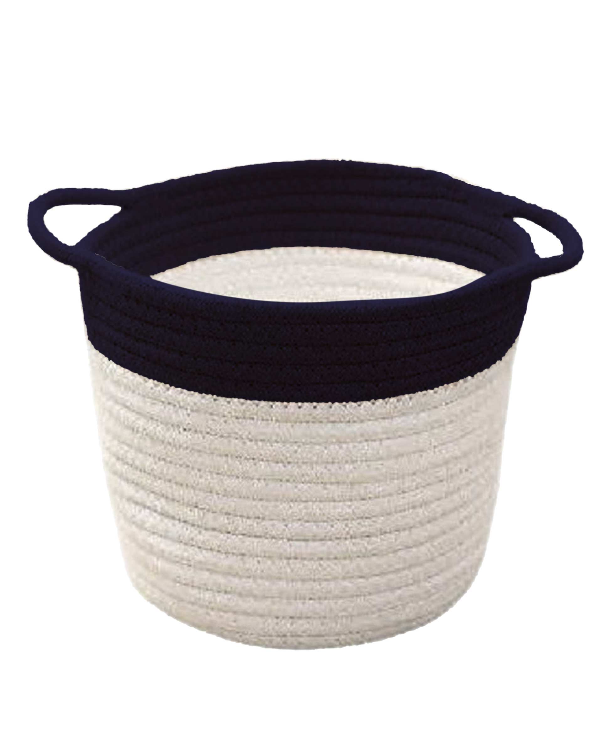سطل حصیر بافی سفید و سرمه ای مدل 077