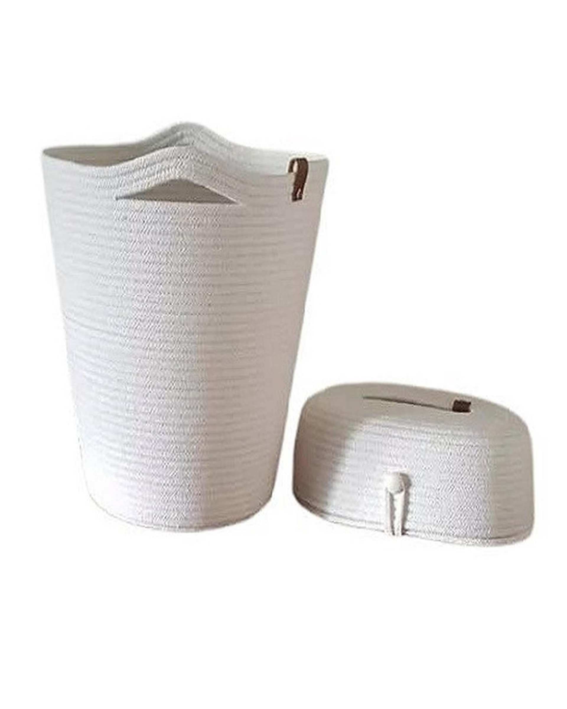 ست سطل و جای دستمال کاغذی سفید مدل b2