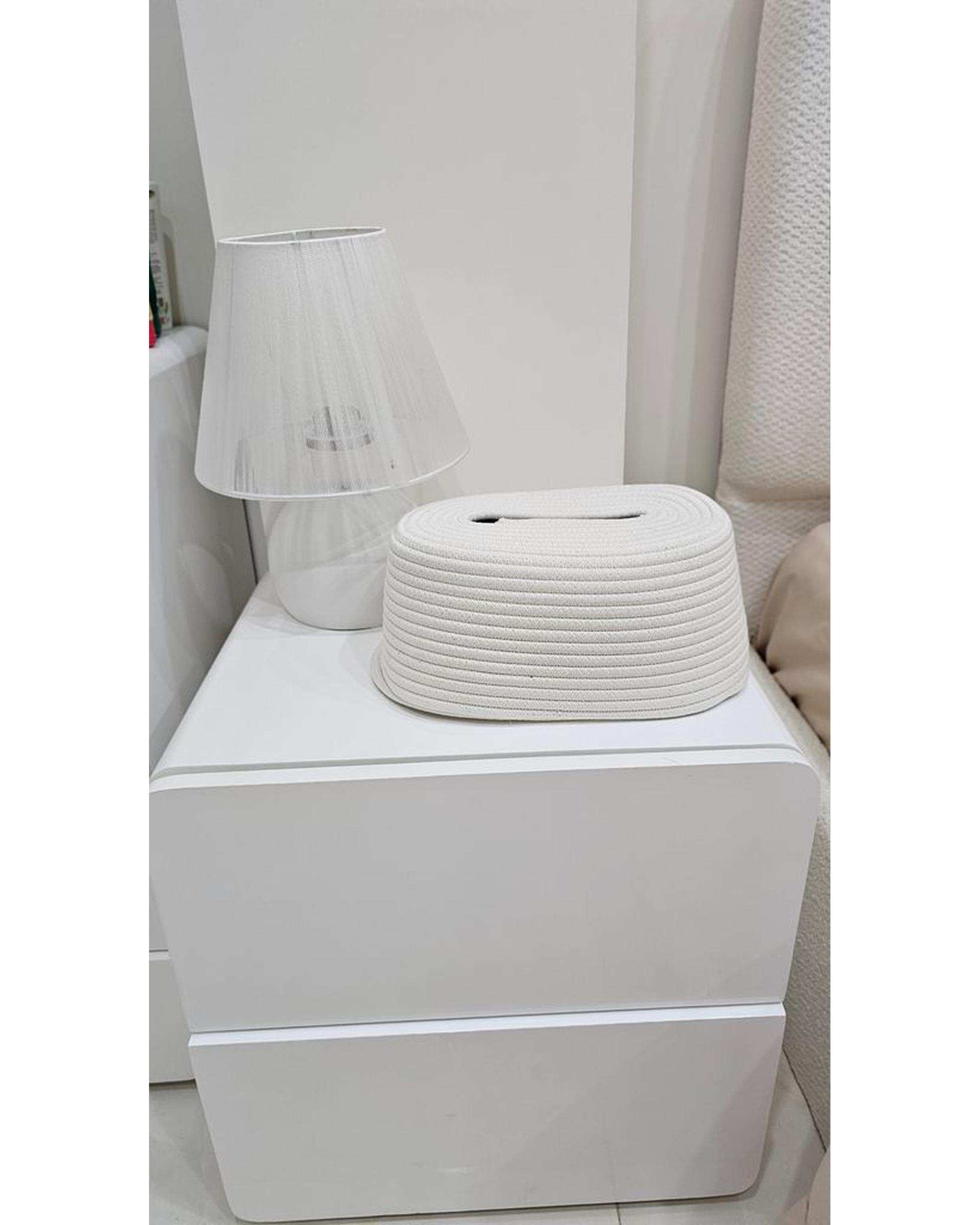 ست سطل و جای دستمال کاغذی سفید مدل b2