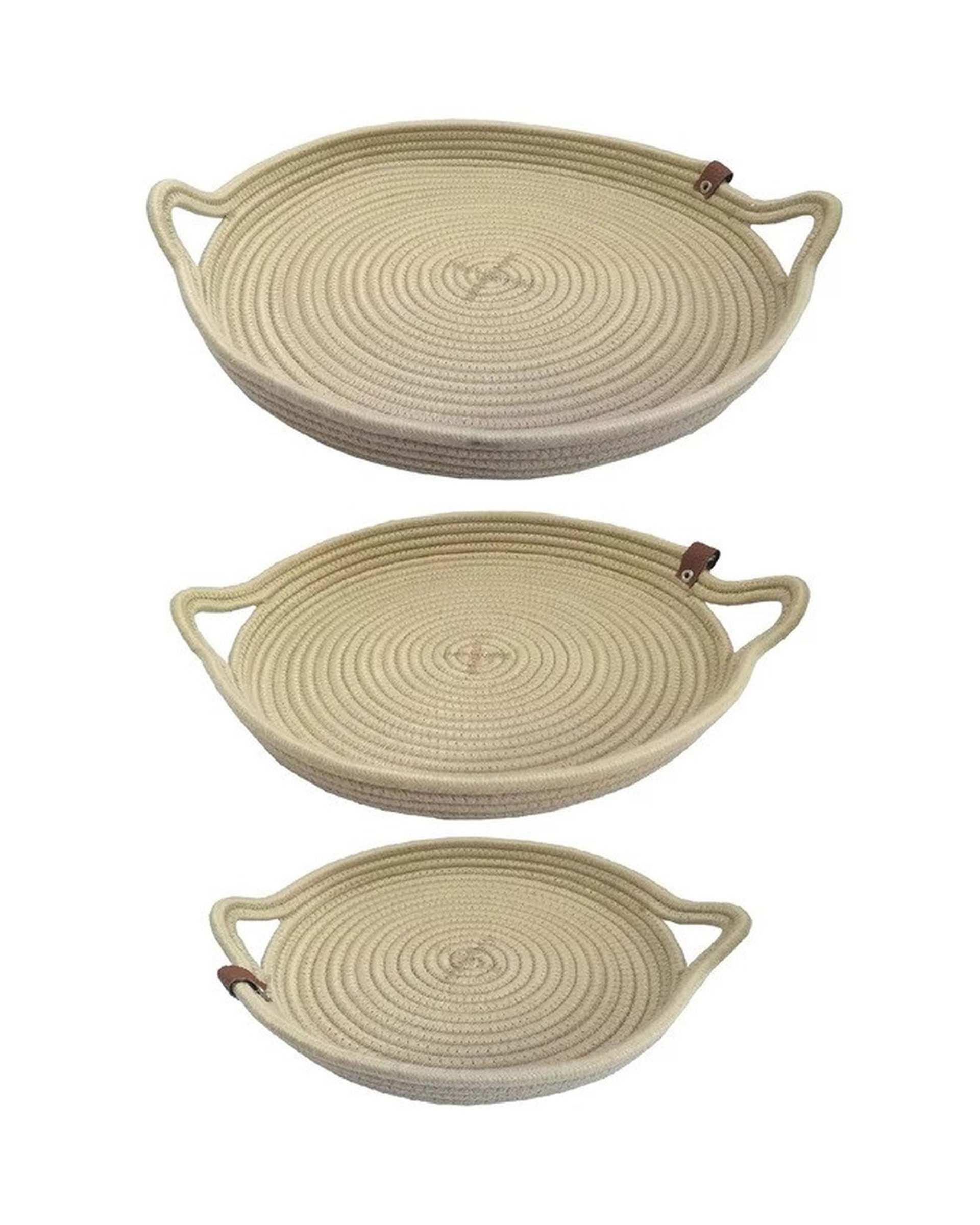 سبد حصیر بافی مدل قیطانی بسته 3 عددی