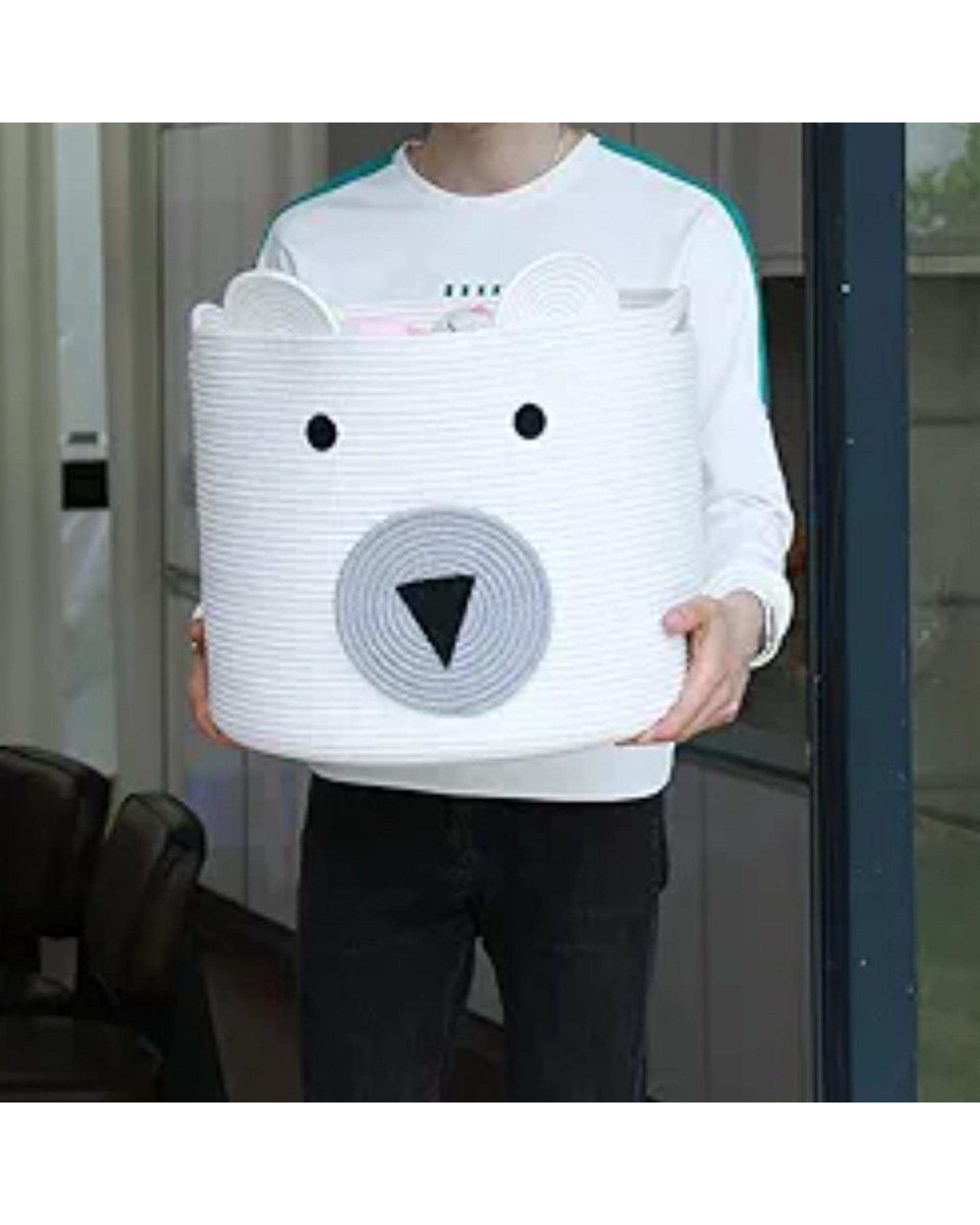 سبد نظم دهنده کودک سفید مدل خرس کد 2