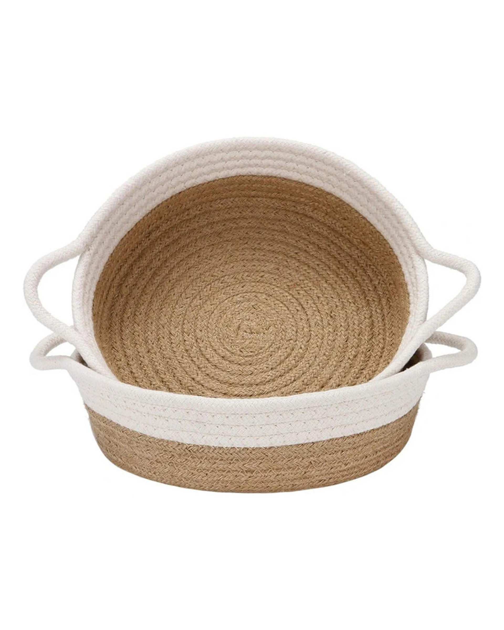 سبد نظم دهنده مدل دسته دار کرم و سفید مجموعه 2 عددی