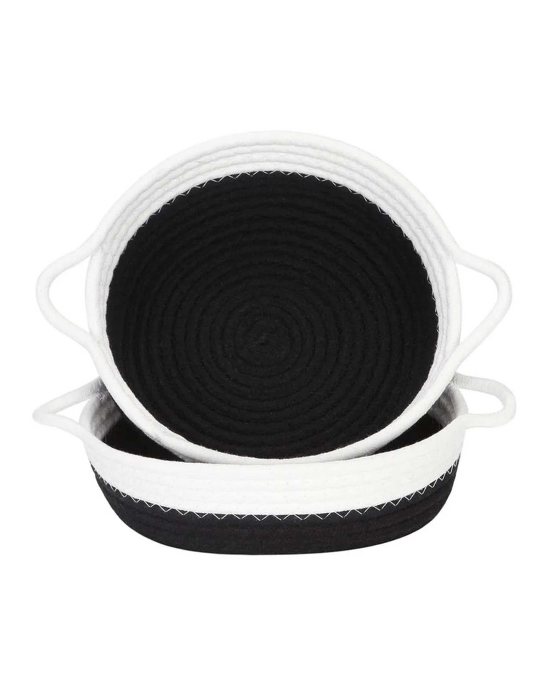 سبد نظم دهنده مدل دسته دار مشکی و سفید مجموعه 2 عددی