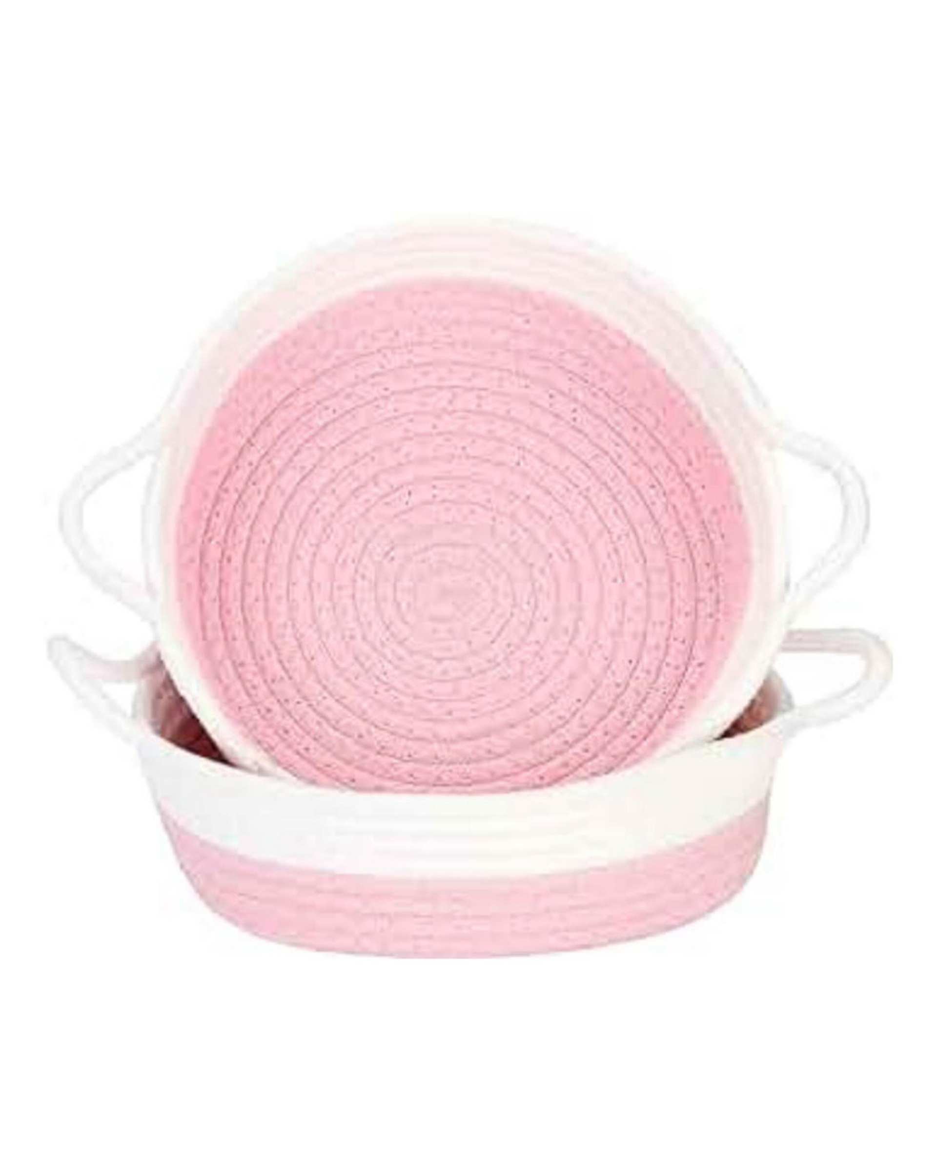 سبد نظم دهنده مدل دسته دار صورتی و سفید مجموعه 2 عددی