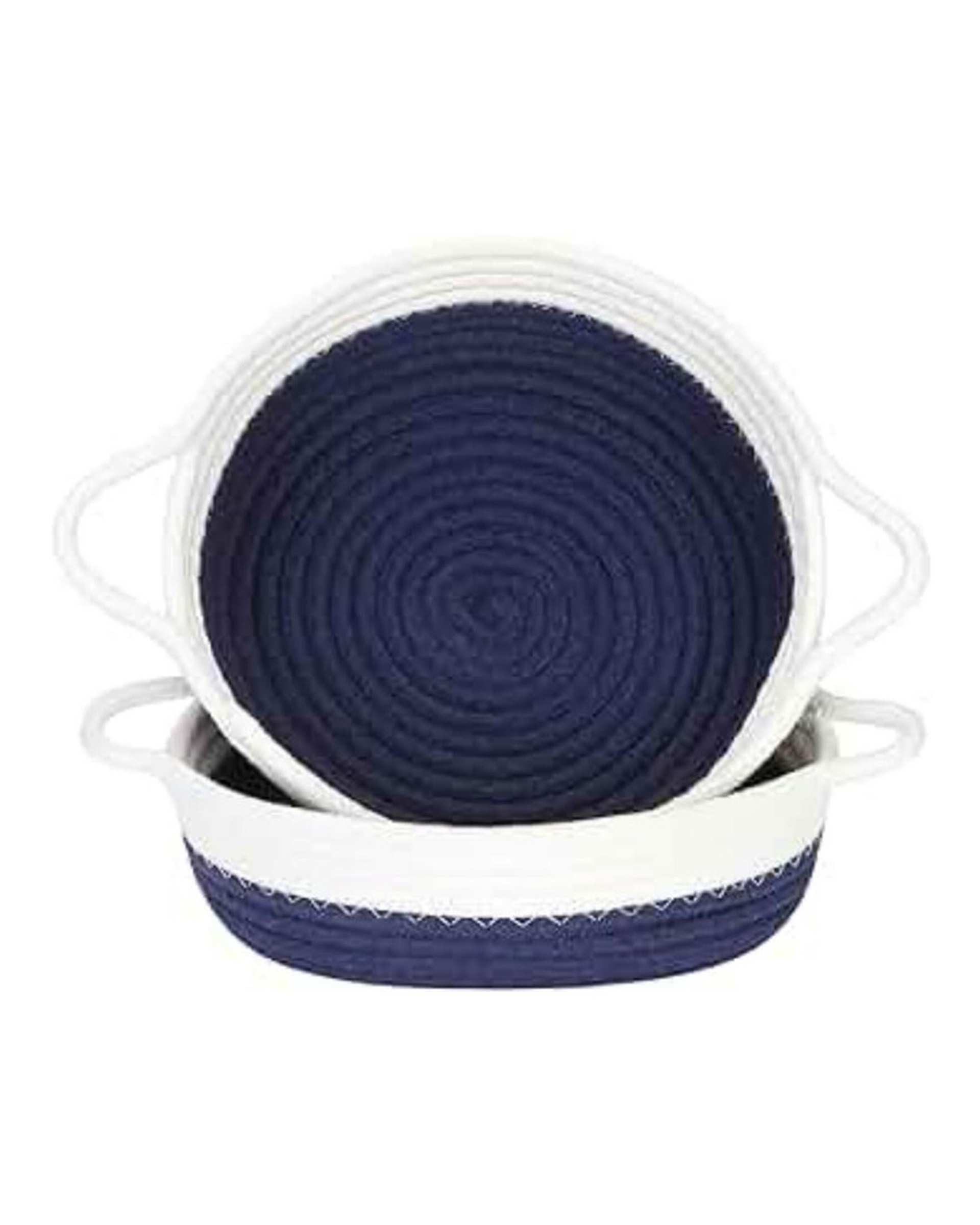 سبد نظم دهنده مدل دسته دار سرمه ای و سفید مجموعه 2 عددی