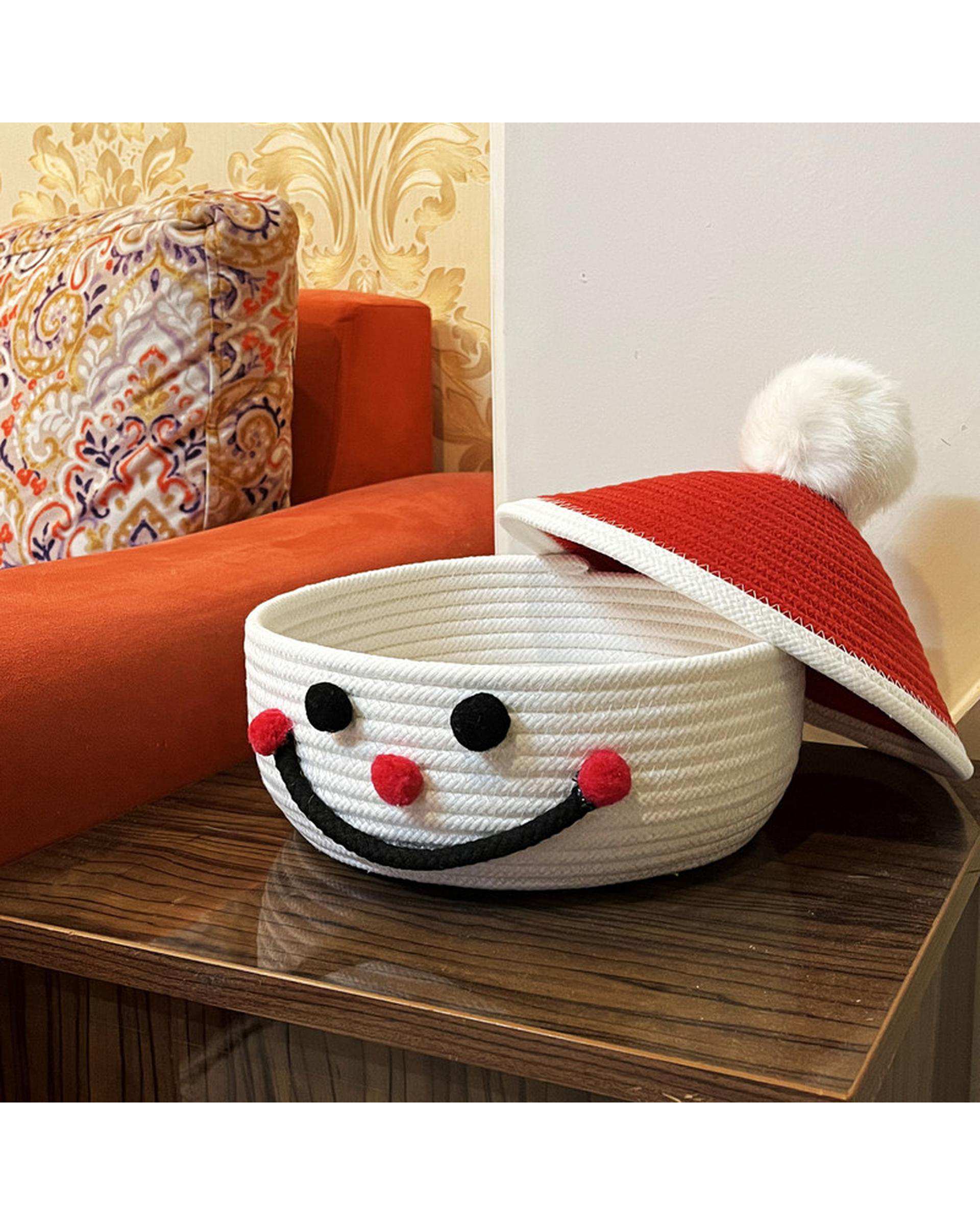 سبد قیطان دوزی طرح آدم برفی کلاه دار کد W81