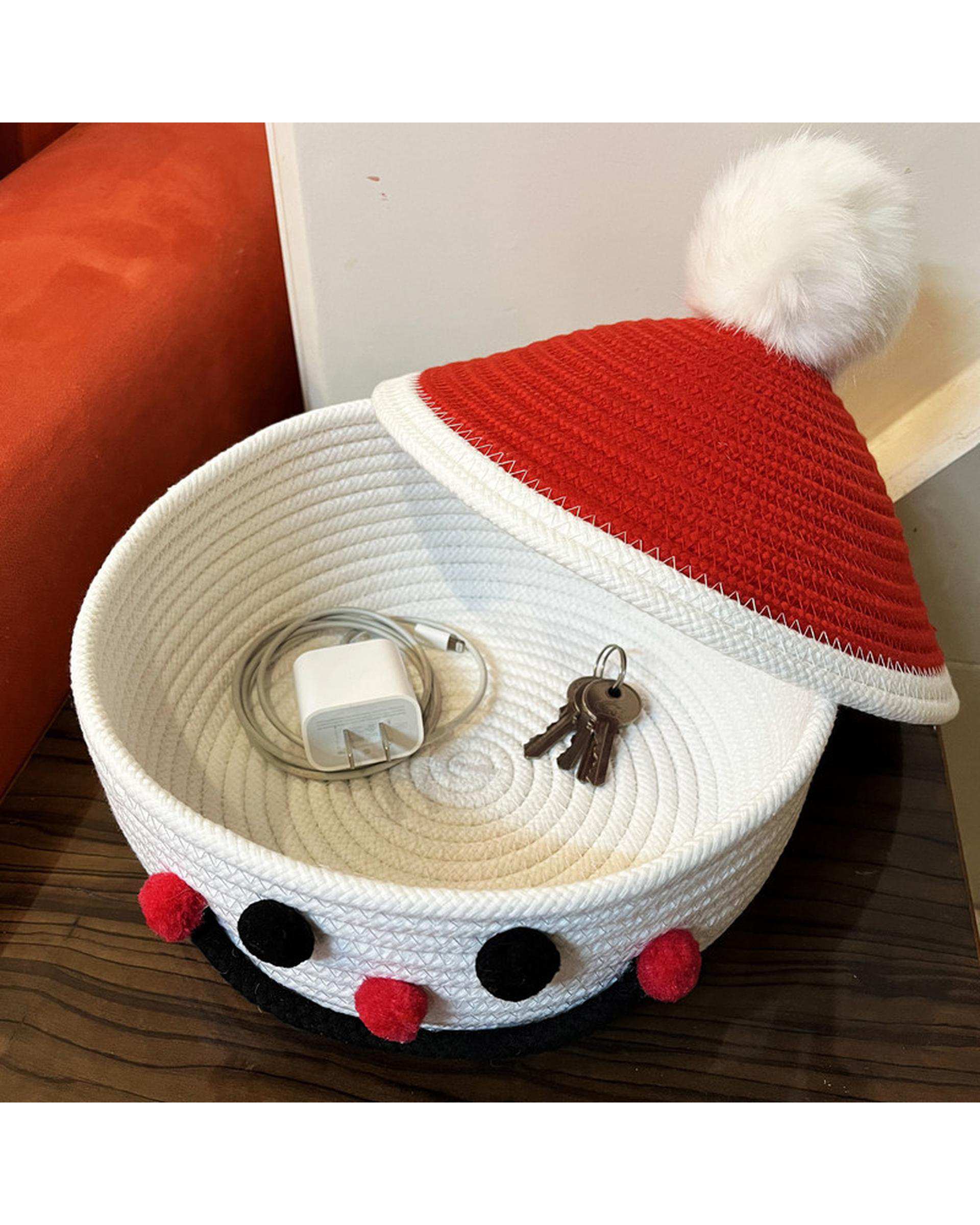 سبد قیطان دوزی طرح آدم برفی کلاه دار کد W81