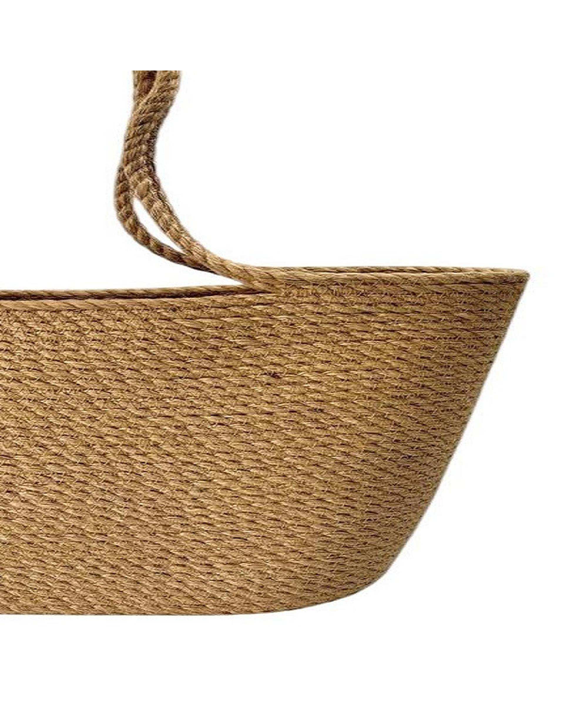 کیف دوشی زنانه دست دوز کنفی کرم تیره