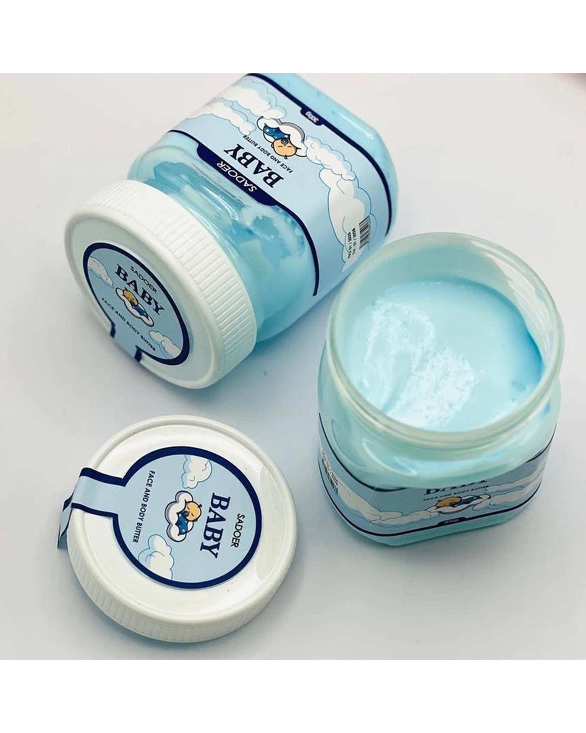 کره بدن و صورت سادور مدل Baby مناسب انواع پوست ویتامین E، بدون پارابن و مواد حساسیت زا، وزن 300 گرم