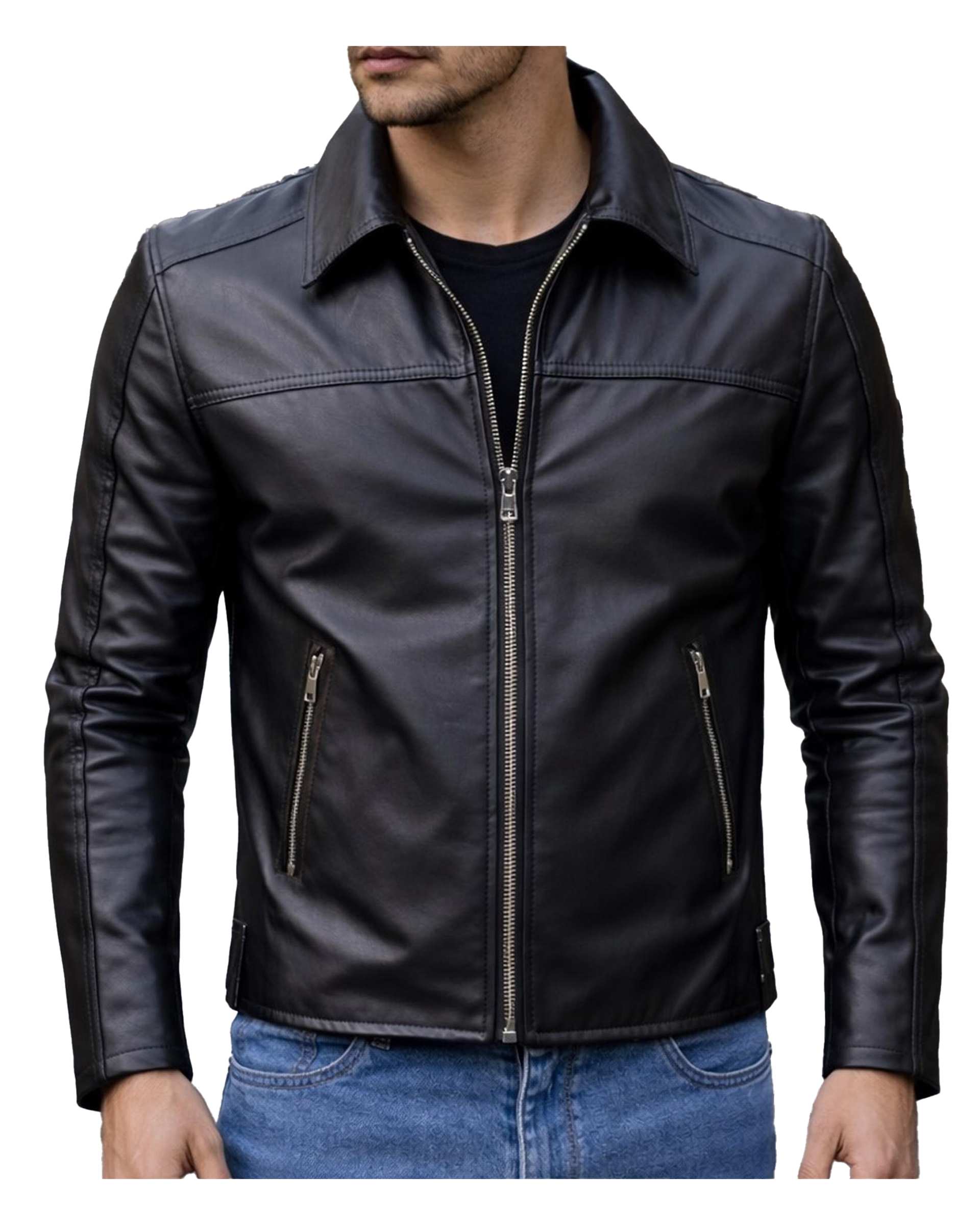 کاپشن چرم مردانه مشکی دیورسو Diverso کد 4854