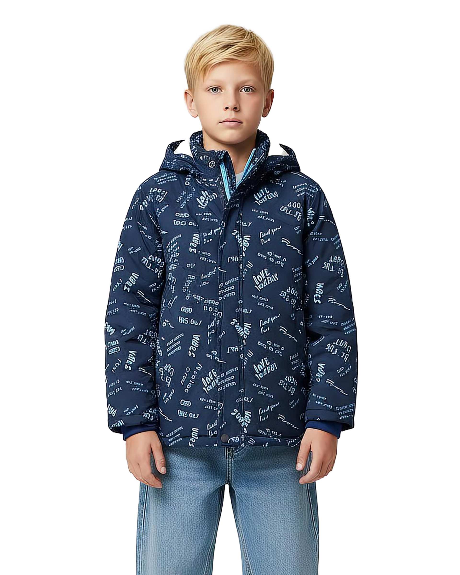 کاپشن پسرانه سرمه ای لئو کیدز Leo Kids طرح حروف کد 6-6859