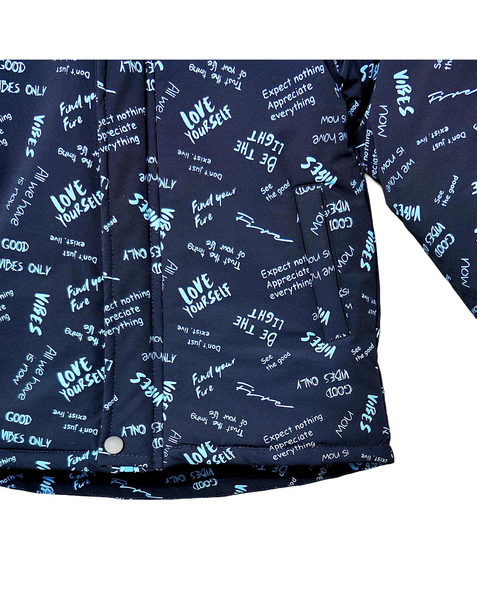 کاپشن پسرانه سرمه ای لئو کیدز Leo Kids طرح حروف کد 6-6859