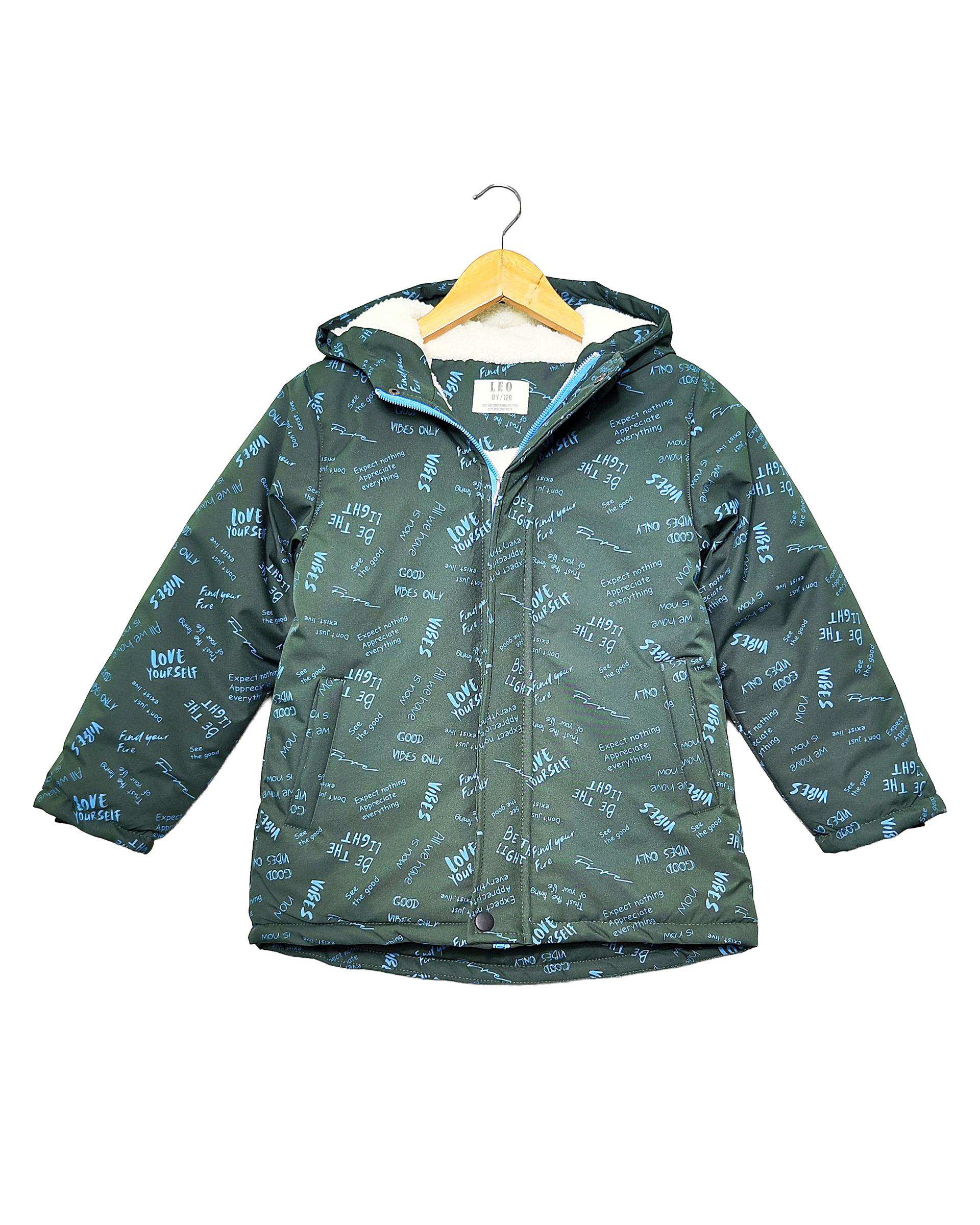 کاپشن پسرانه سبز لئو کیدز Leo Kids طرح حروف کد 7-6859