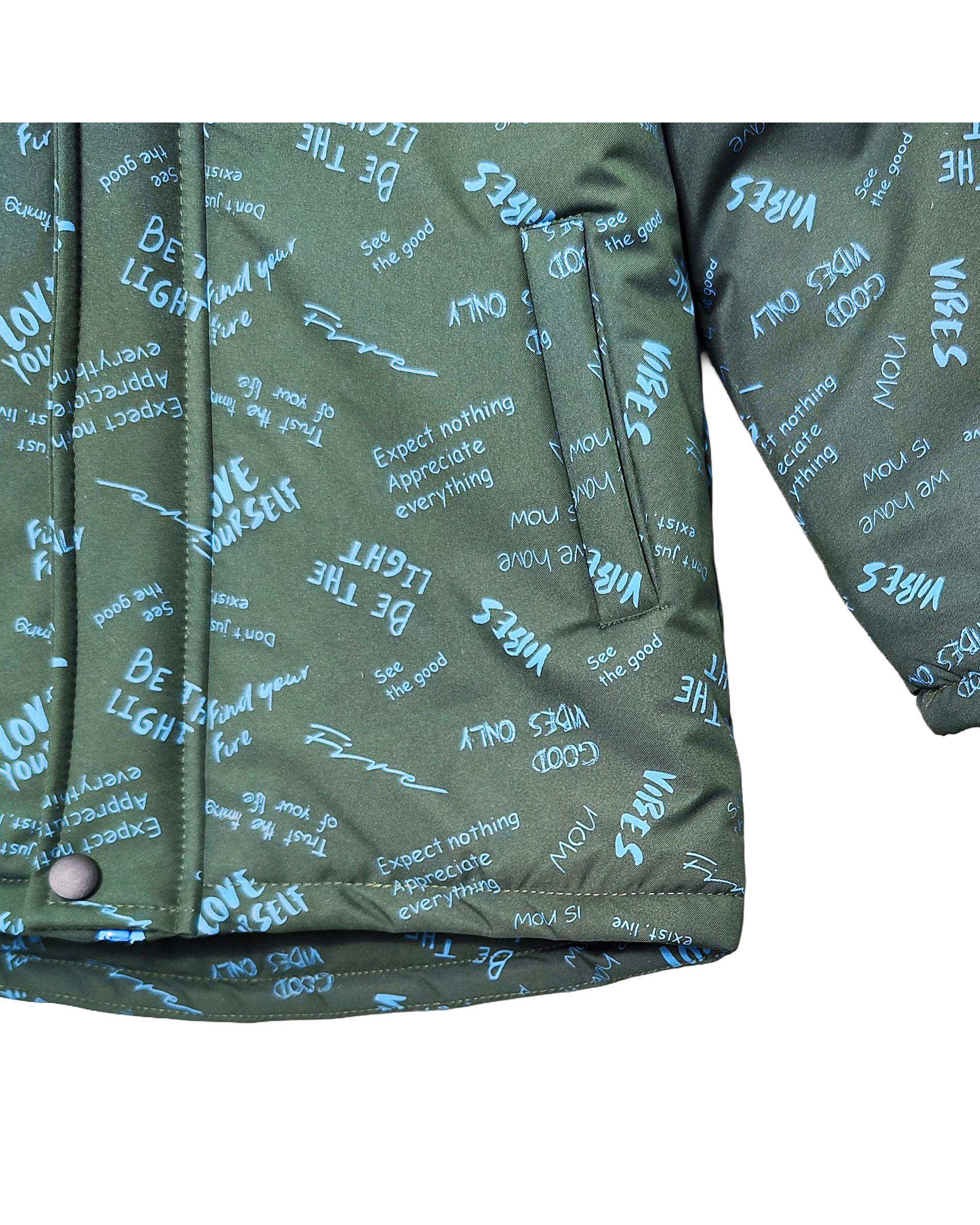 کاپشن پسرانه سبز لئو کیدز Leo Kids طرح حروف کد 7-6859