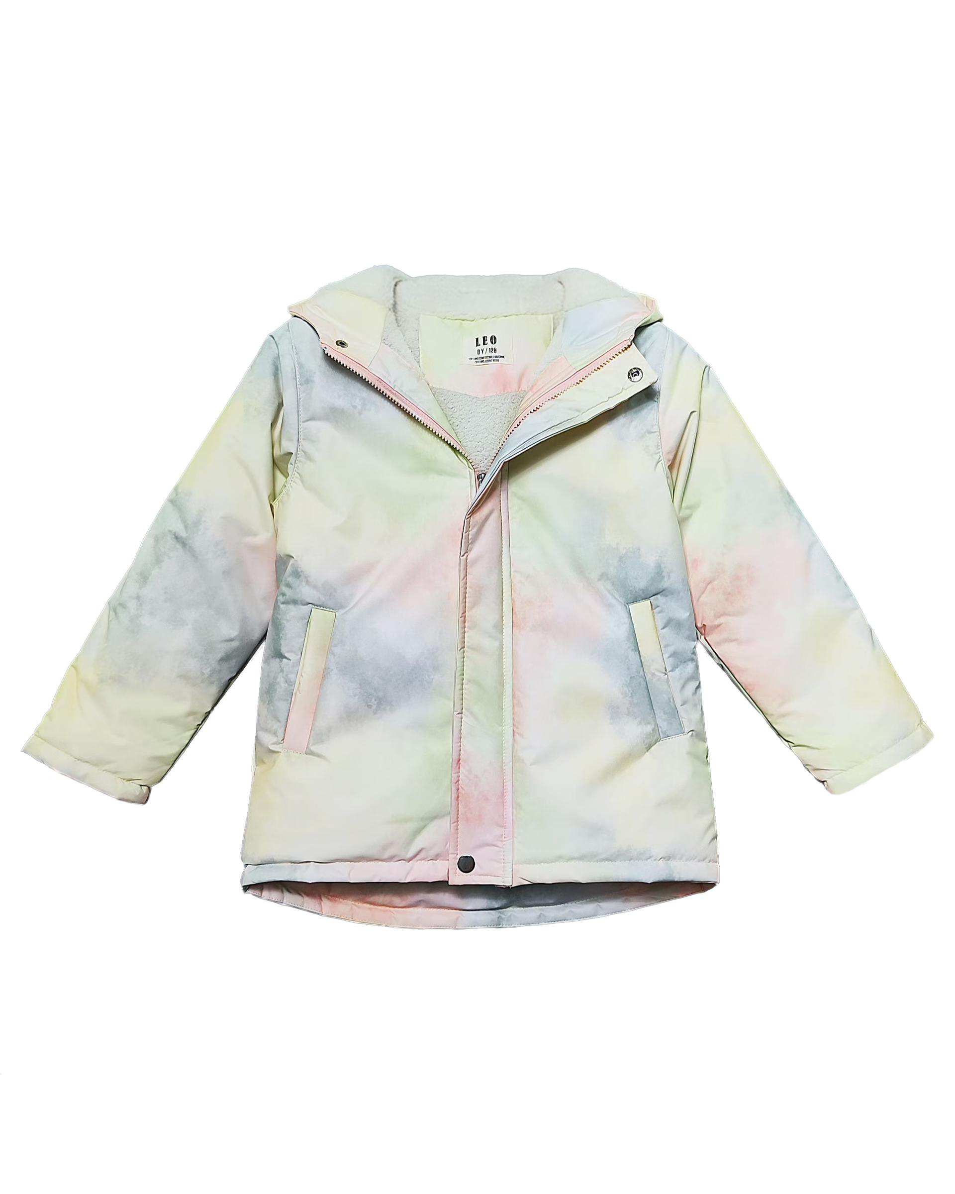 کاپشن دخترانه گلبهی لئو کیدز Leo Kids طرح آبرنگی کد 2-6860