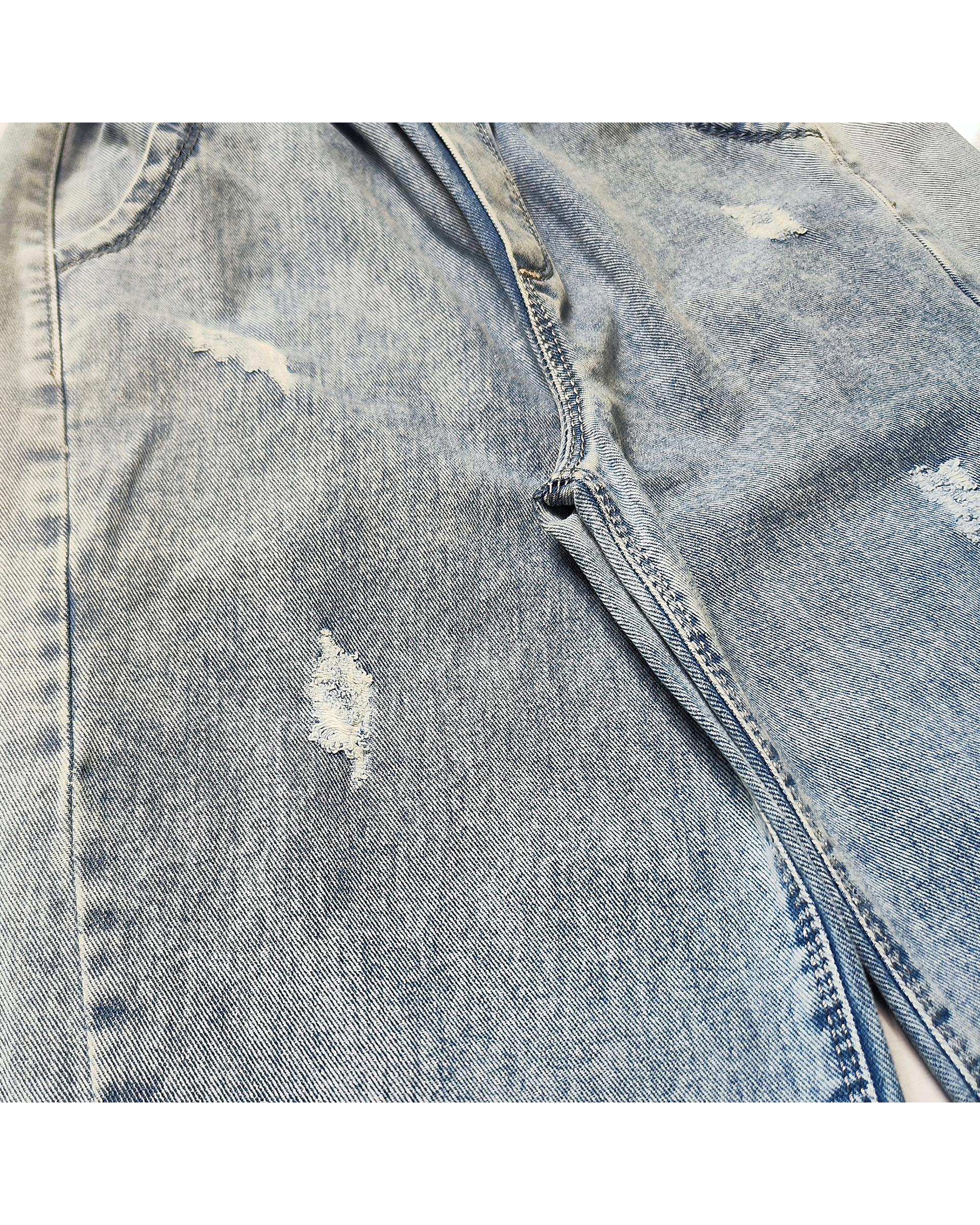 شلوار جین دخترانه بگ شافل آبی لئو کیدز Leo Kids کد 2068