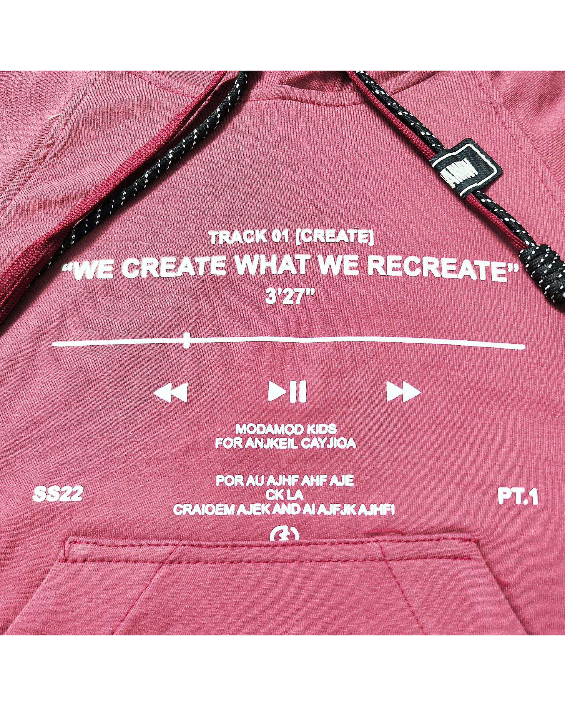 هودی دخترانه آستین نساجی زرشکی لئو کیدز Leo Kids کد 2071