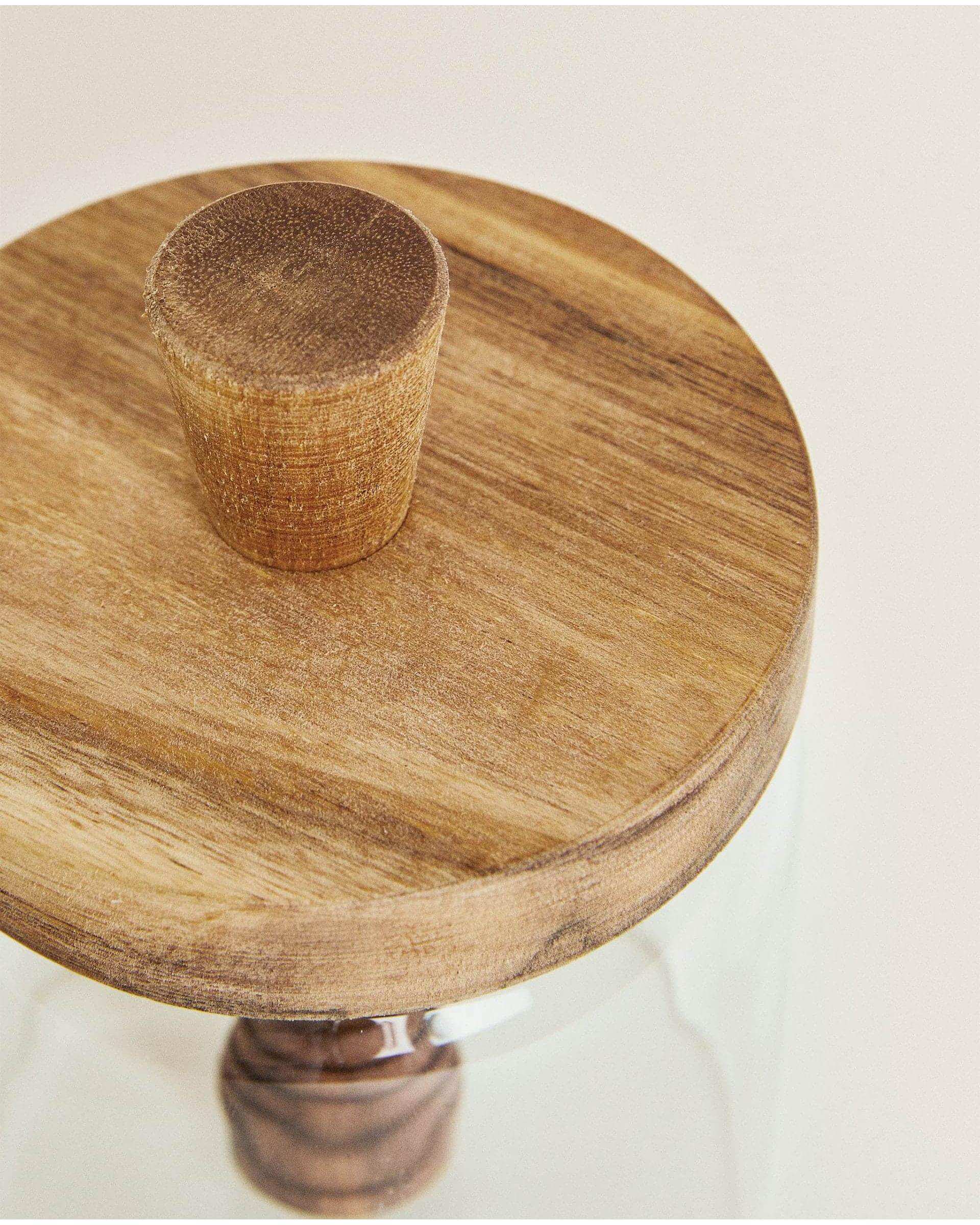 ظرف عسل شیشیه ای با درب چوبی