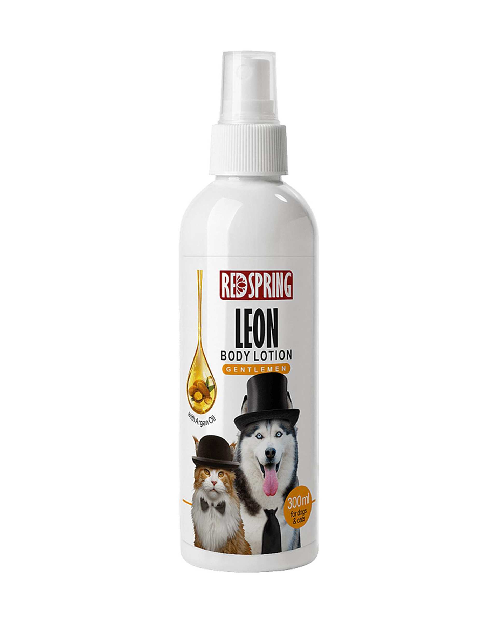 لوسیون بدن لیون مخصوص سگ و گربه نر رد اسپرینگ Red Spring حجم 300ml