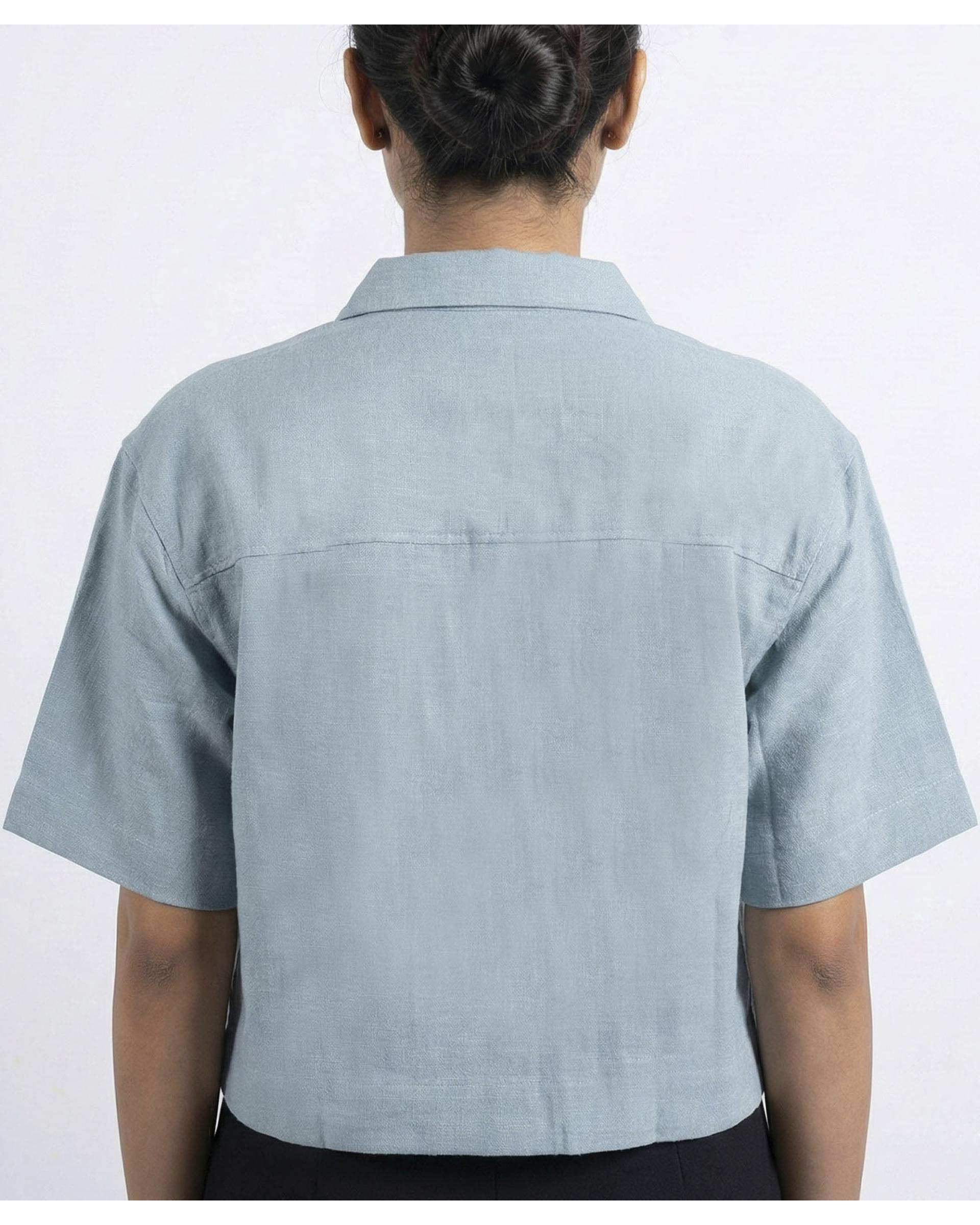 شومیز زنانه کراپ آبی روشن آر ان اس RNS کد 11272638