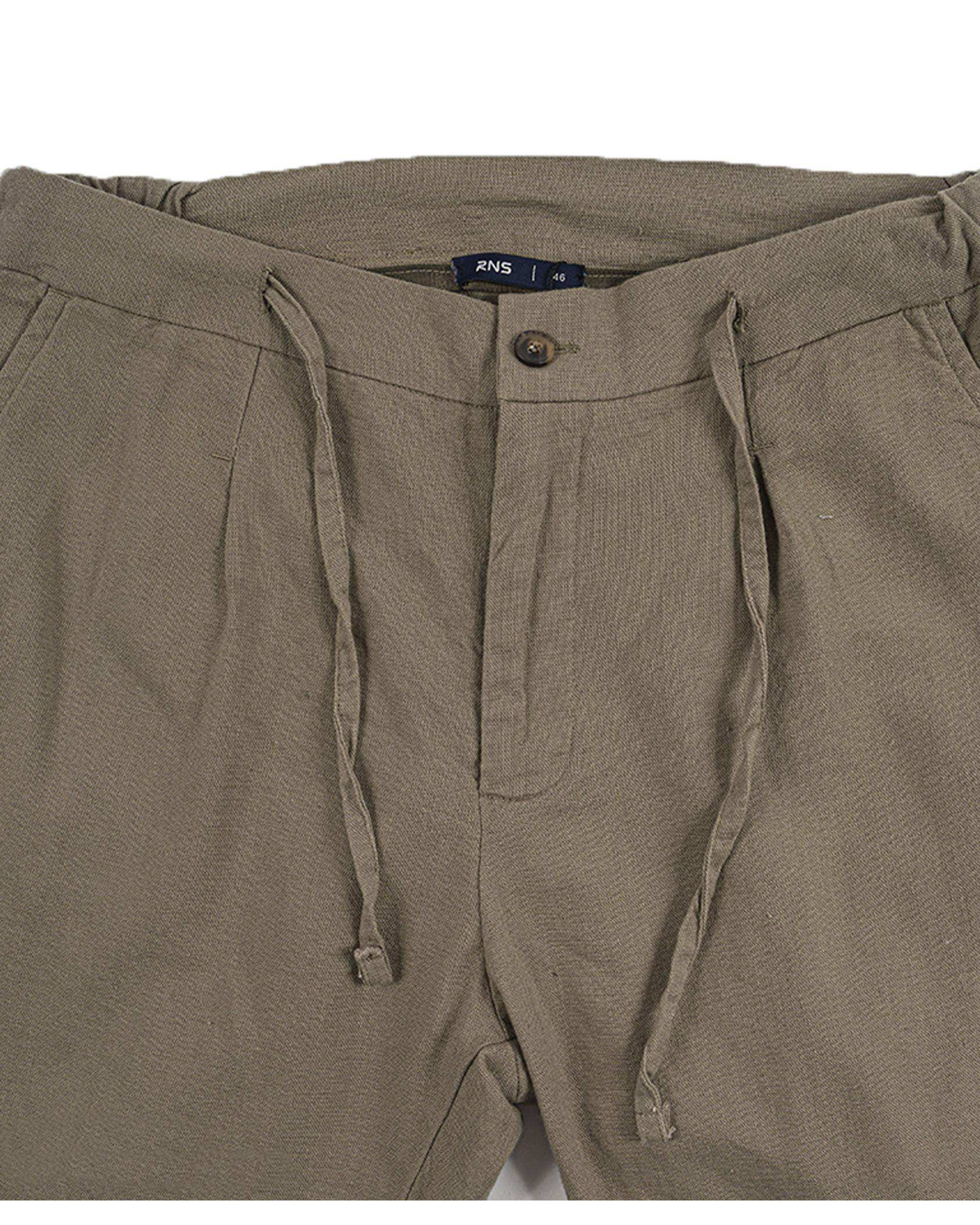 شلوار مردانه لینن خاکی آر ان اس RNS کد 12042591